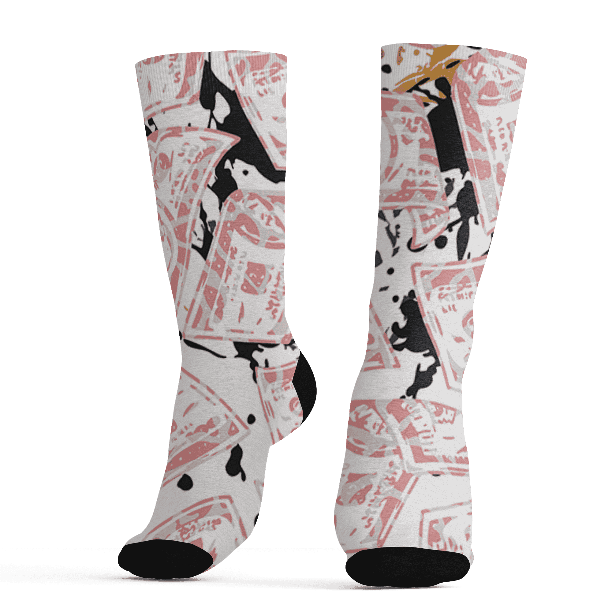 Red Stardust 3s Socks Match Money Motive BER 3D All-Over Print - NastyJamz