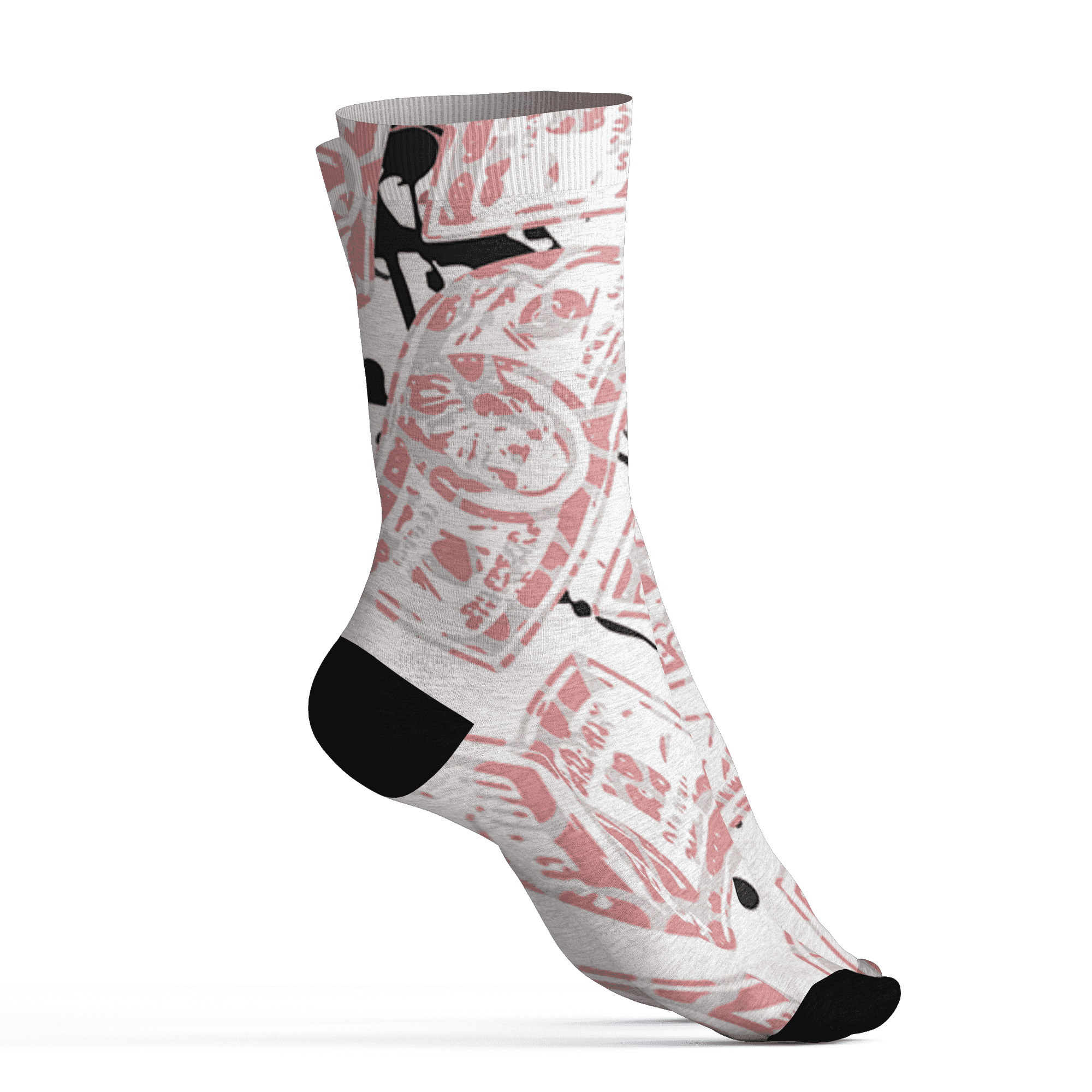 Red Stardust 3s Socks Match Money Motive BER 3D All-Over Print - NastyJamz