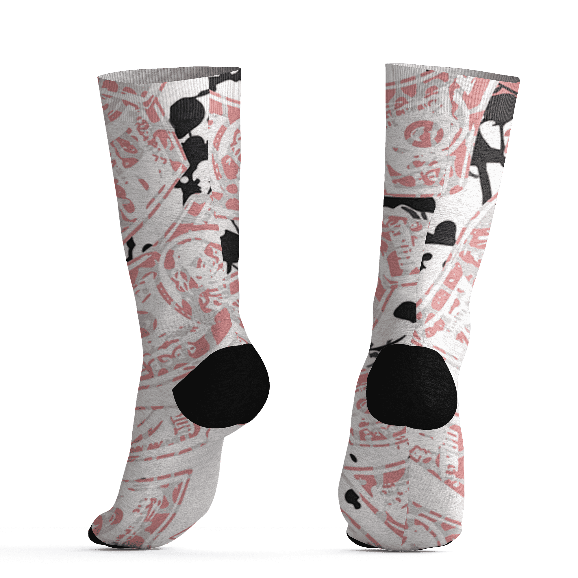 Red Stardust 3s Socks Match Money Motive BER 3D All-Over Print - NastyJamz