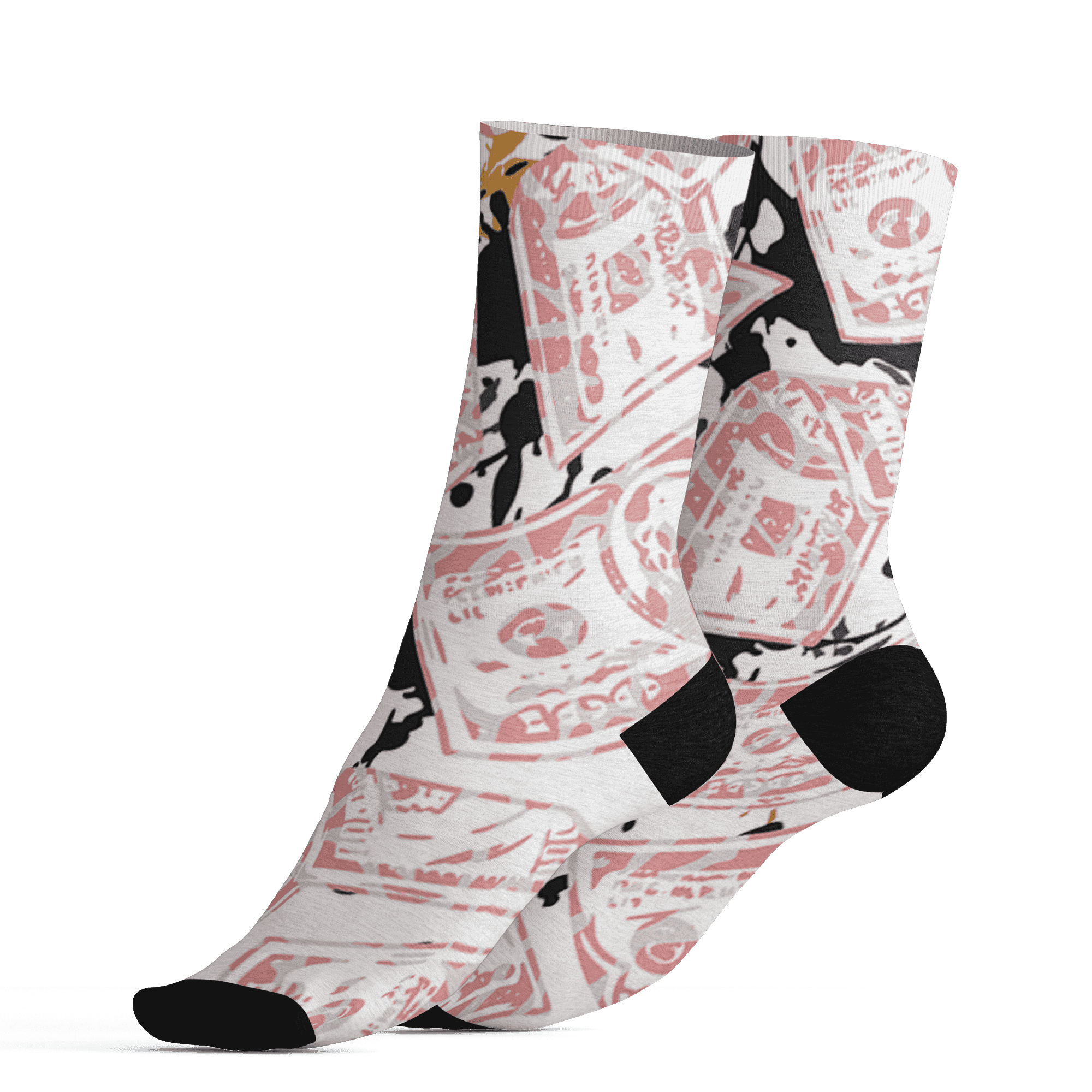 Red Stardust 3s Socks Match Money Motive BER 3D All-Over Print - NastyJamz