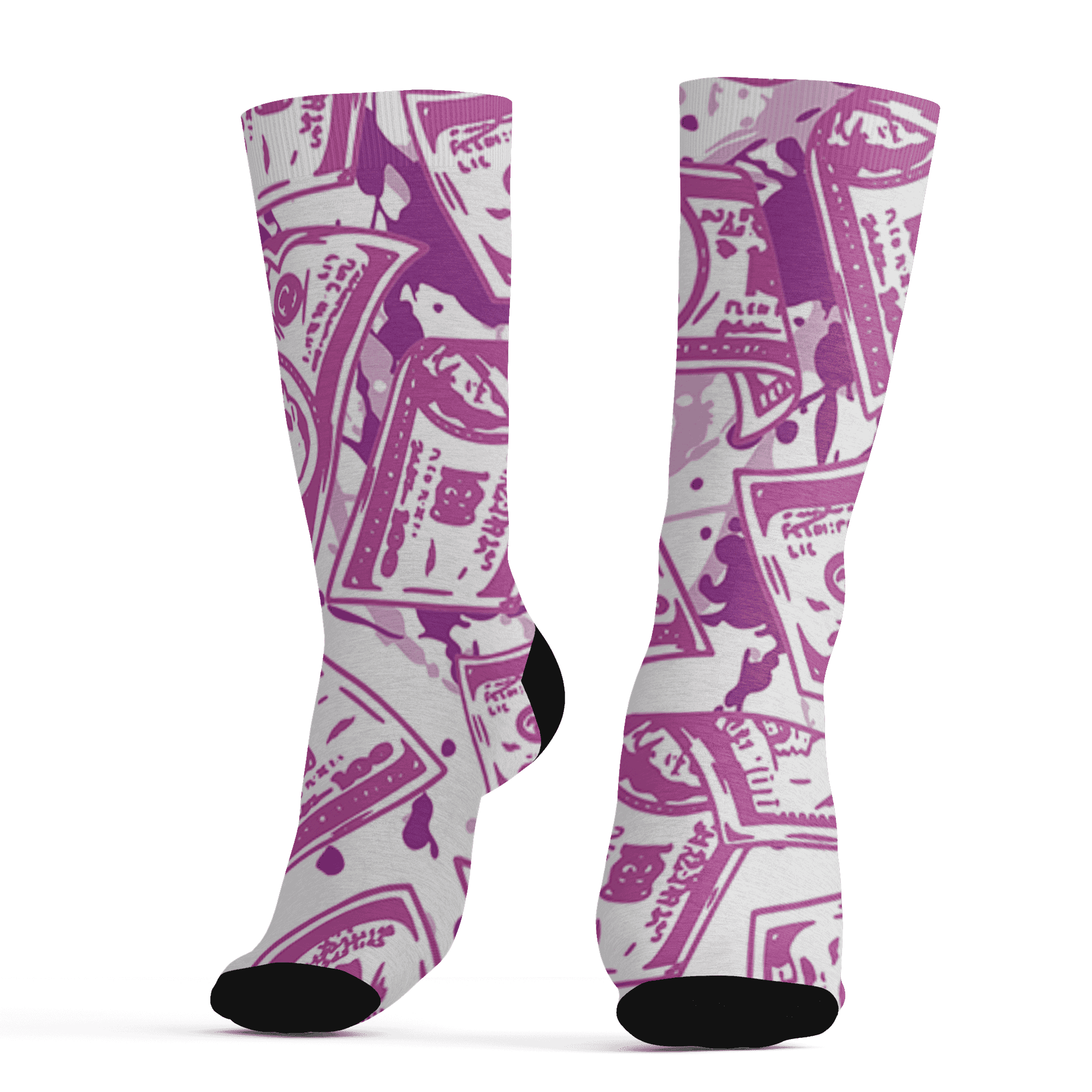 GS Hyper Violet 4s Socks Match Money Motive BER 3D All-Over Print - NastyJamz