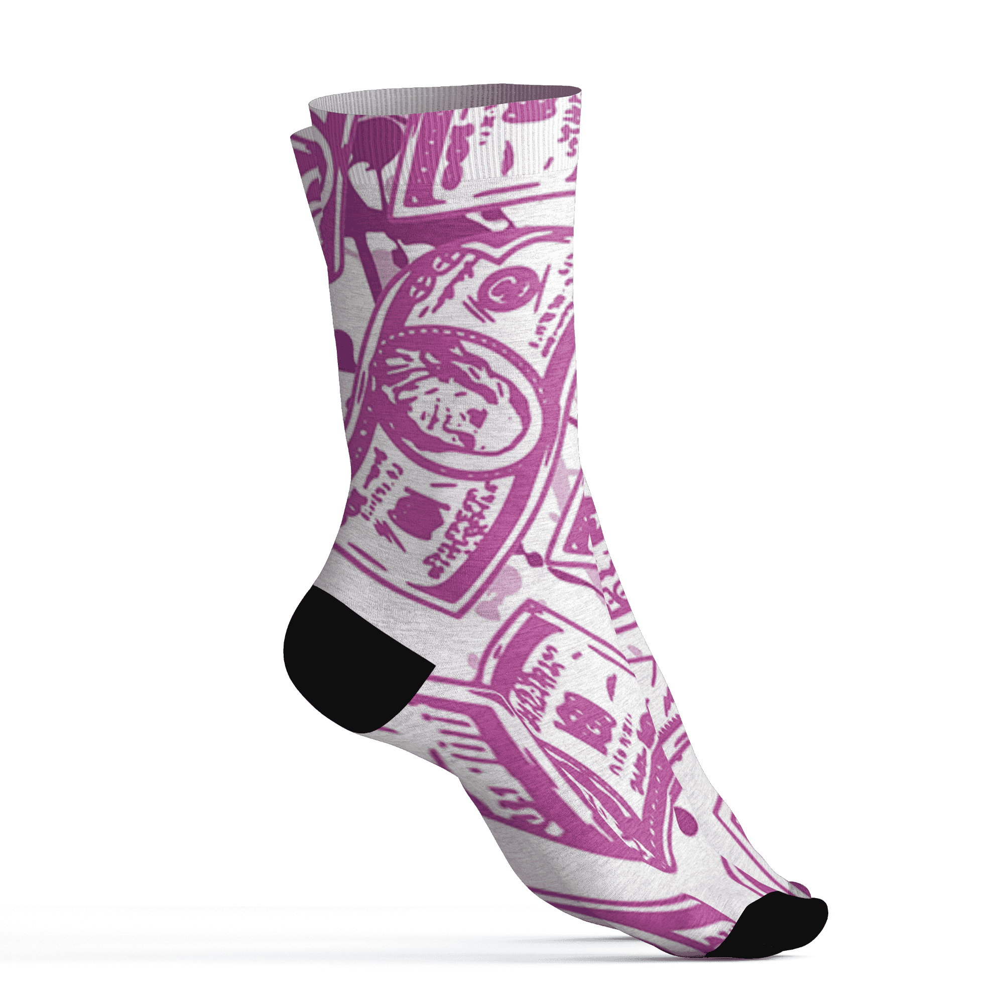 GS Hyper Violet 4s Socks Match Money Motive BER 3D All-Over Print - NastyJamz