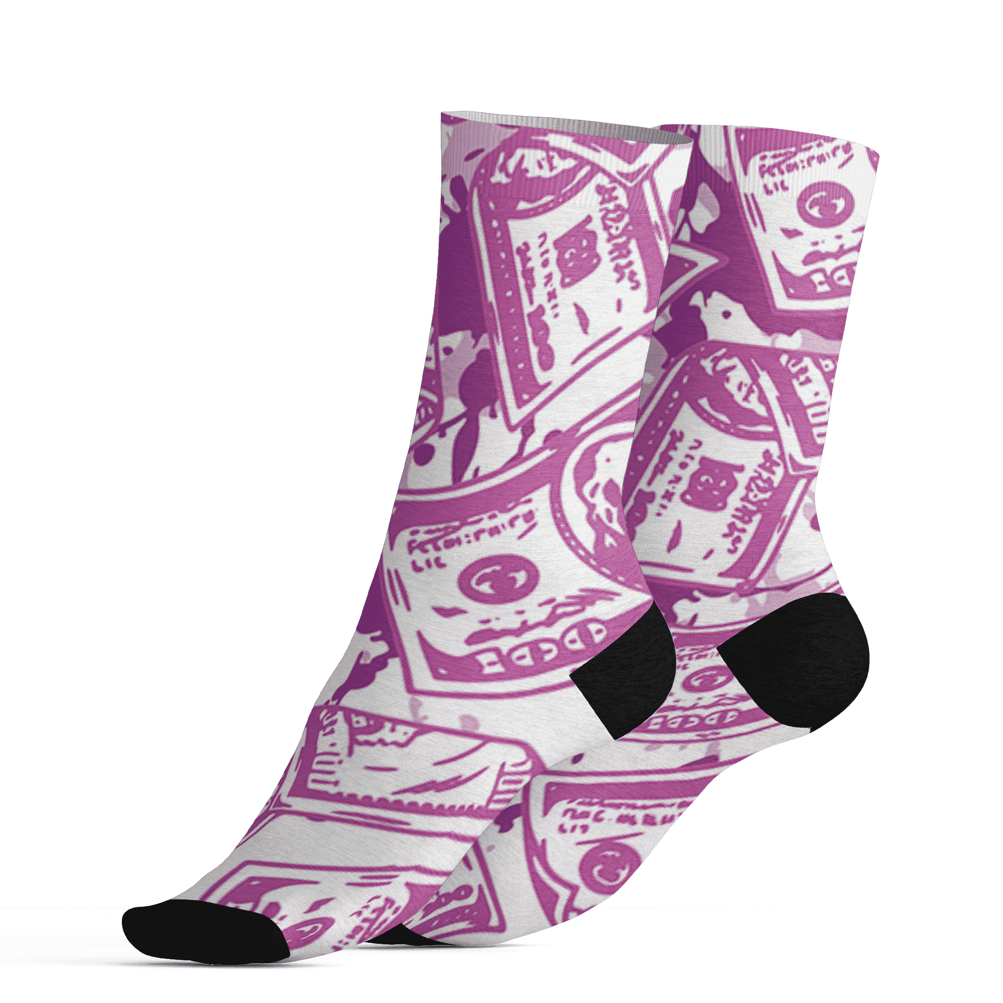 GS Hyper Violet 4s Socks Match Money Motive BER 3D All-Over Print - NastyJamz