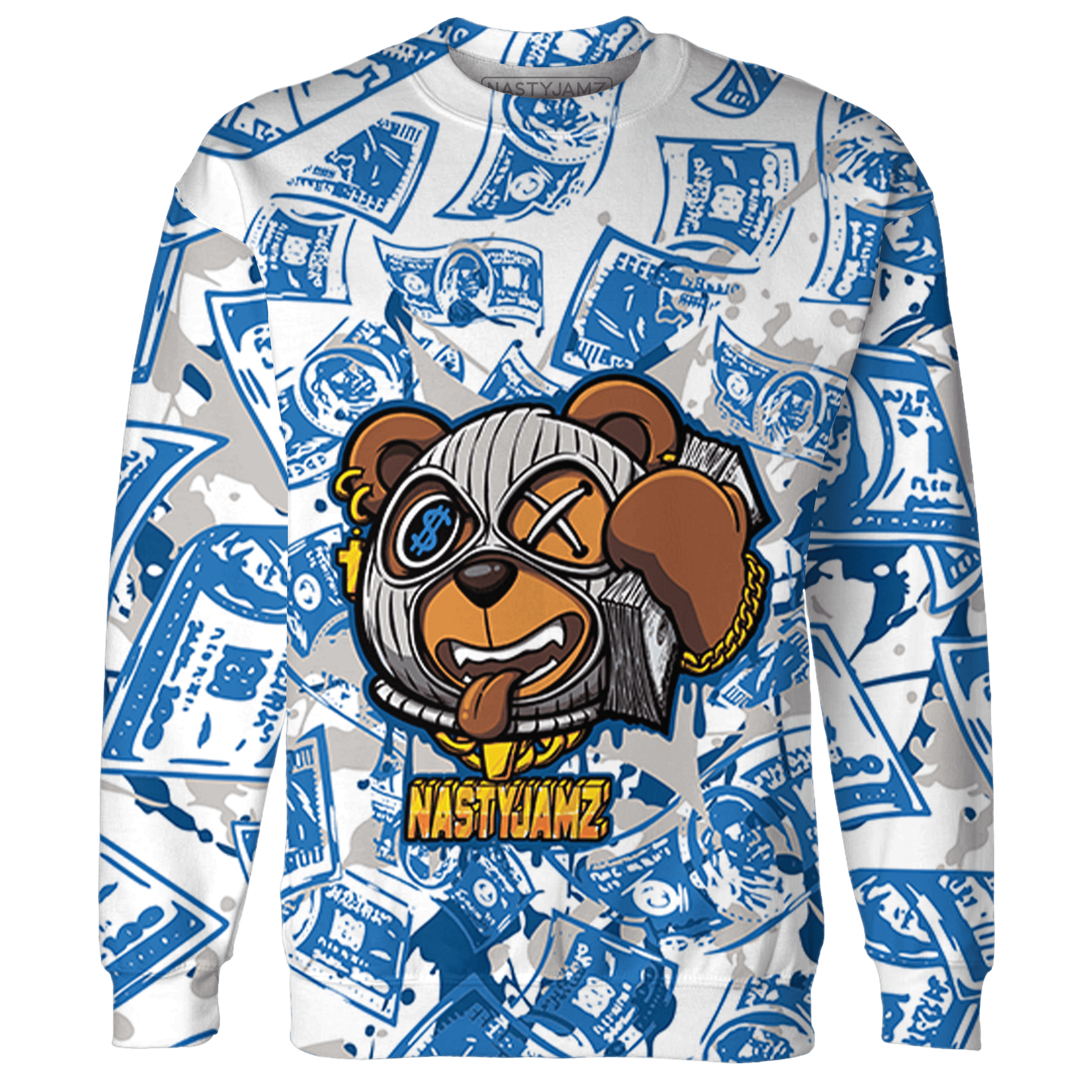 Industrial Blue 4s Sweatshirt Match Money Motive BER 3D All-Over Print - NastyJamz