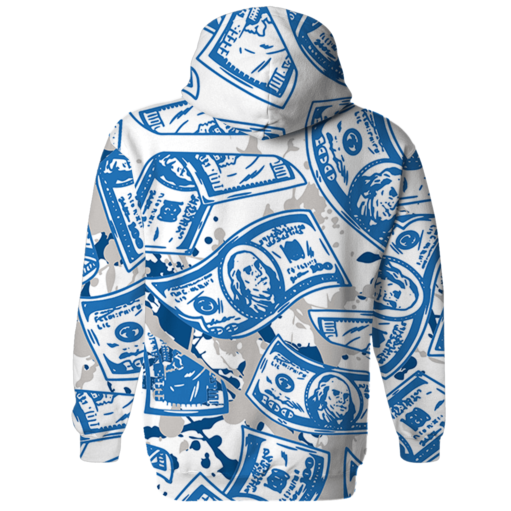 Industrial Blue 4s Hoodie Match Money Motive BER 3D All-Over Print - NastyJamz
