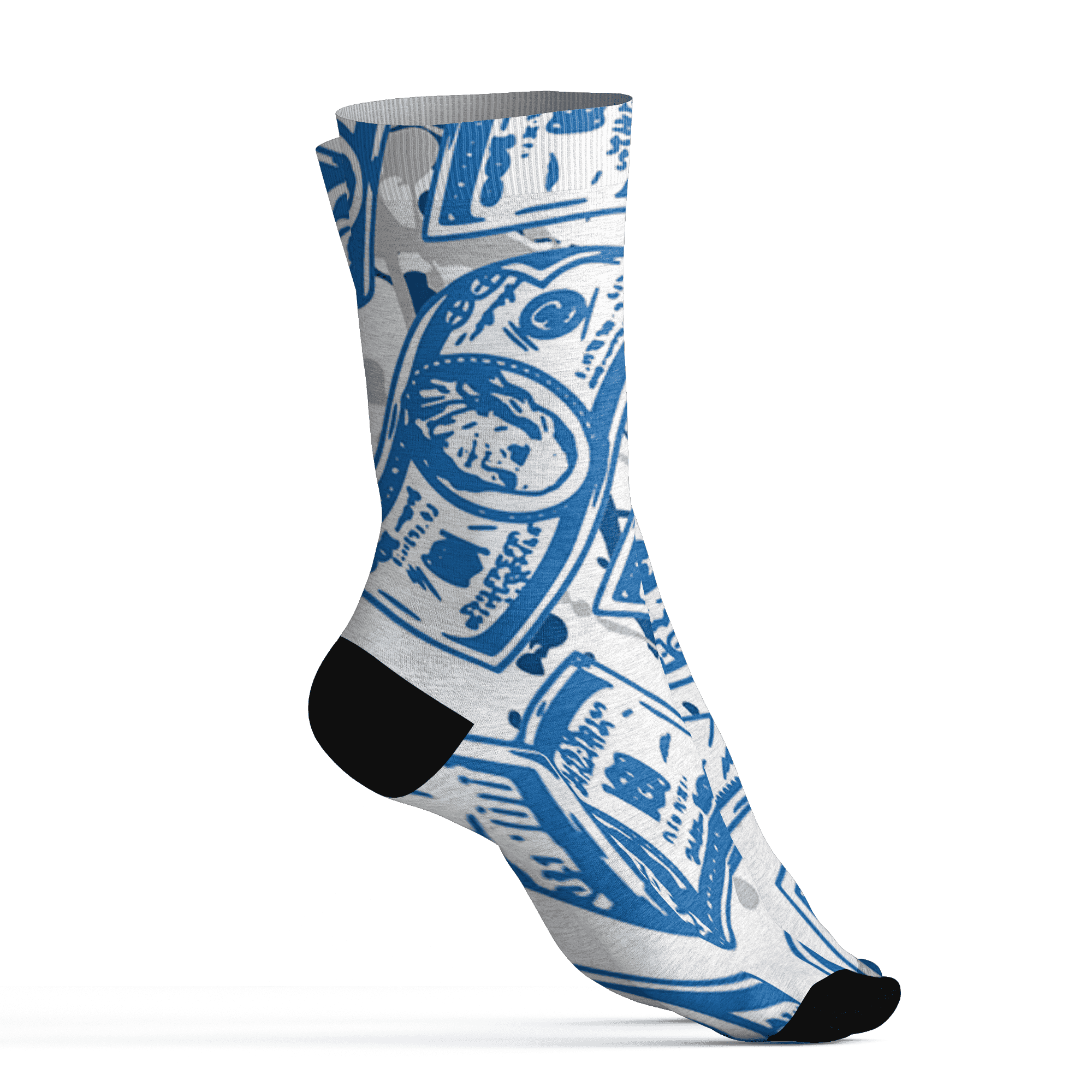 Industrial Blue 4s Socks Match Money Motive BER 3D All-Over Print - NastyJamz