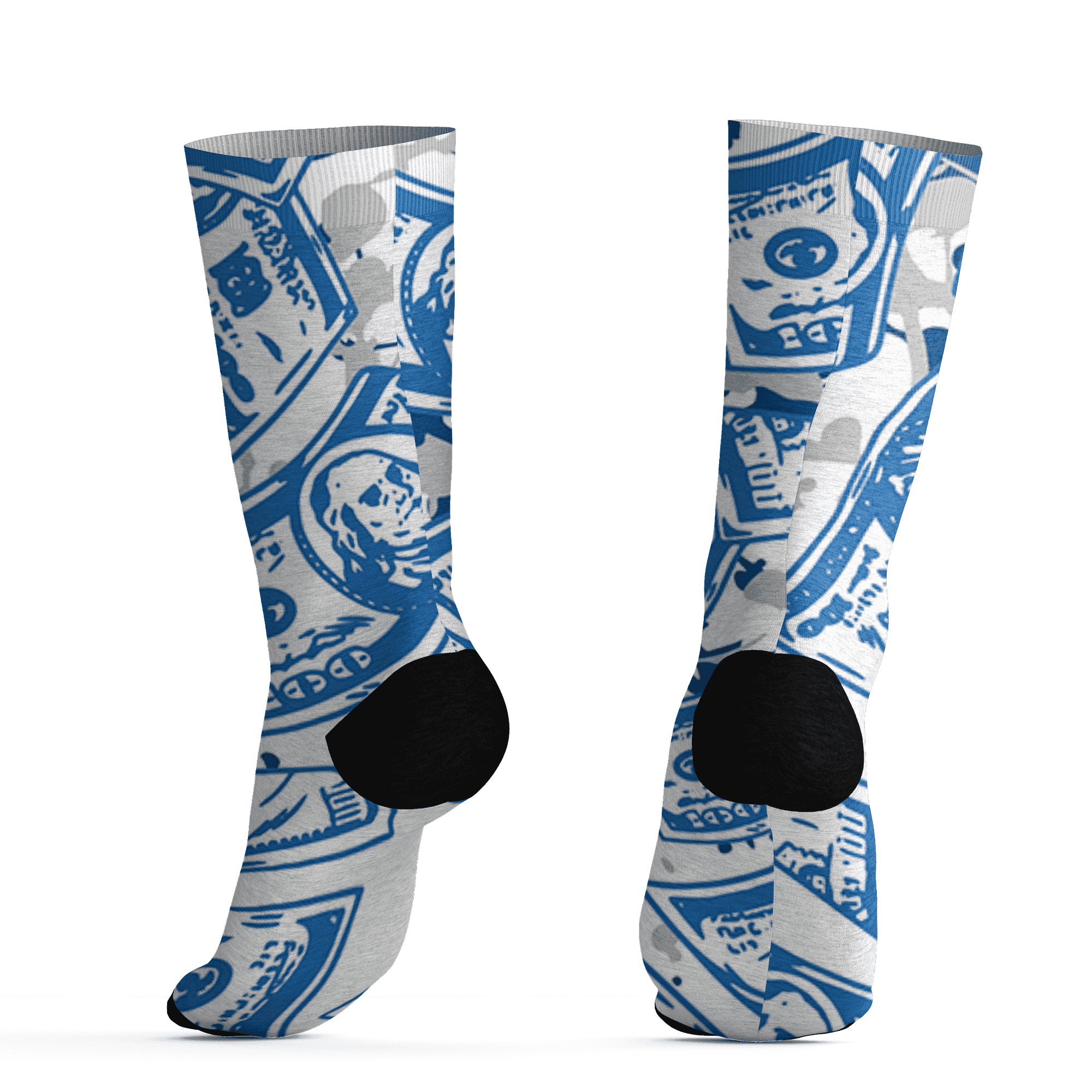 Industrial Blue 4s Socks Match Money Motive BER 3D All-Over Print - NastyJamz