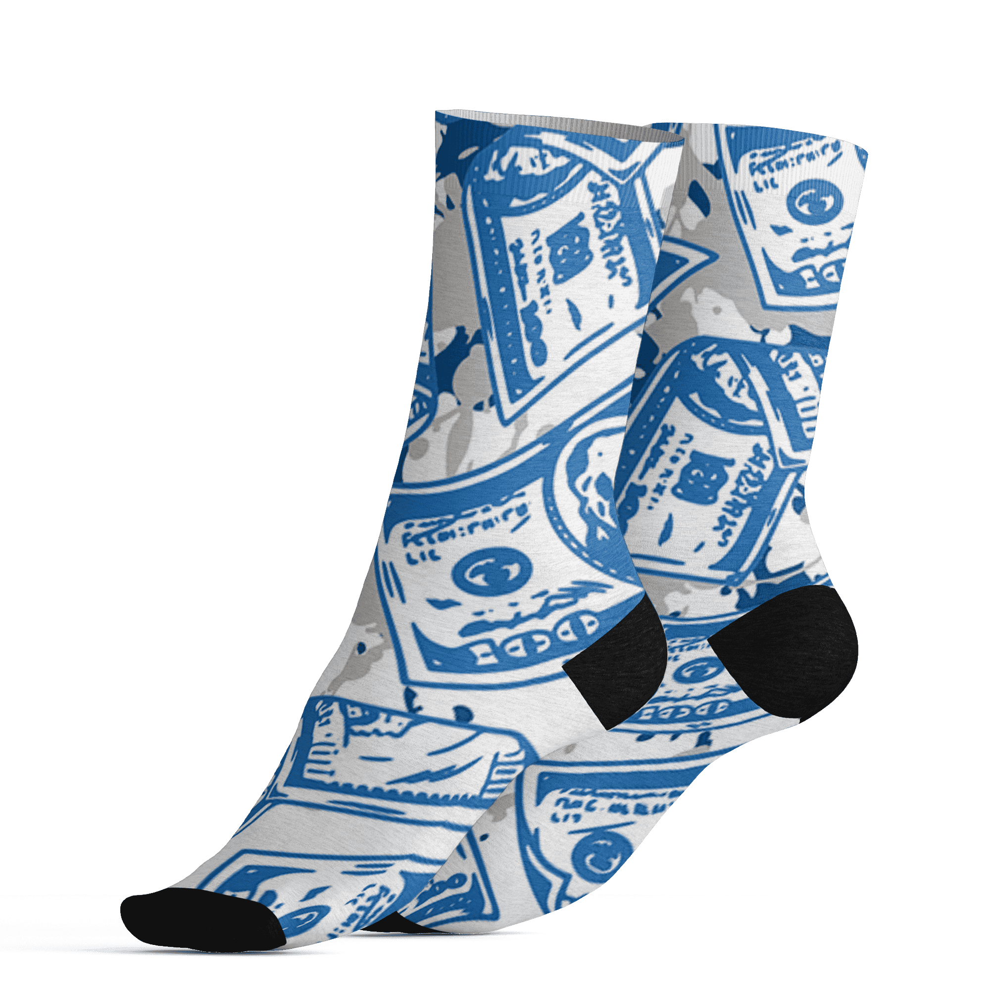 Industrial Blue 4s Socks Match Money Motive BER 3D All-Over Print - NastyJamz