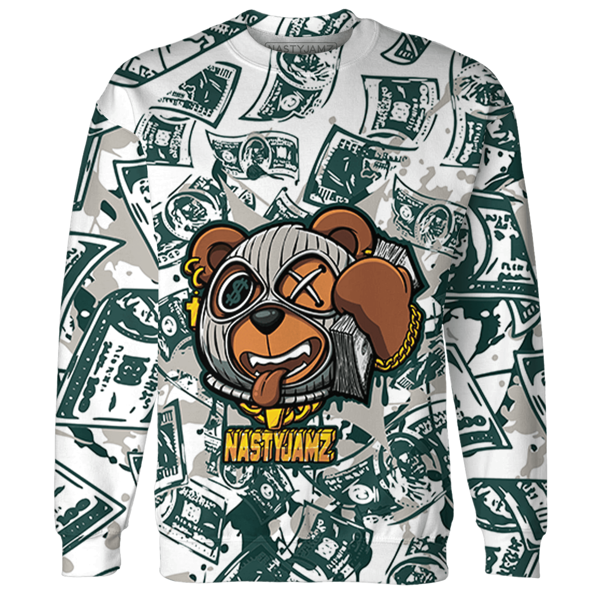 Oxidized Green 4s Sweatshirt Match Money Motive BER 3D All-Over Print - NastyJamz