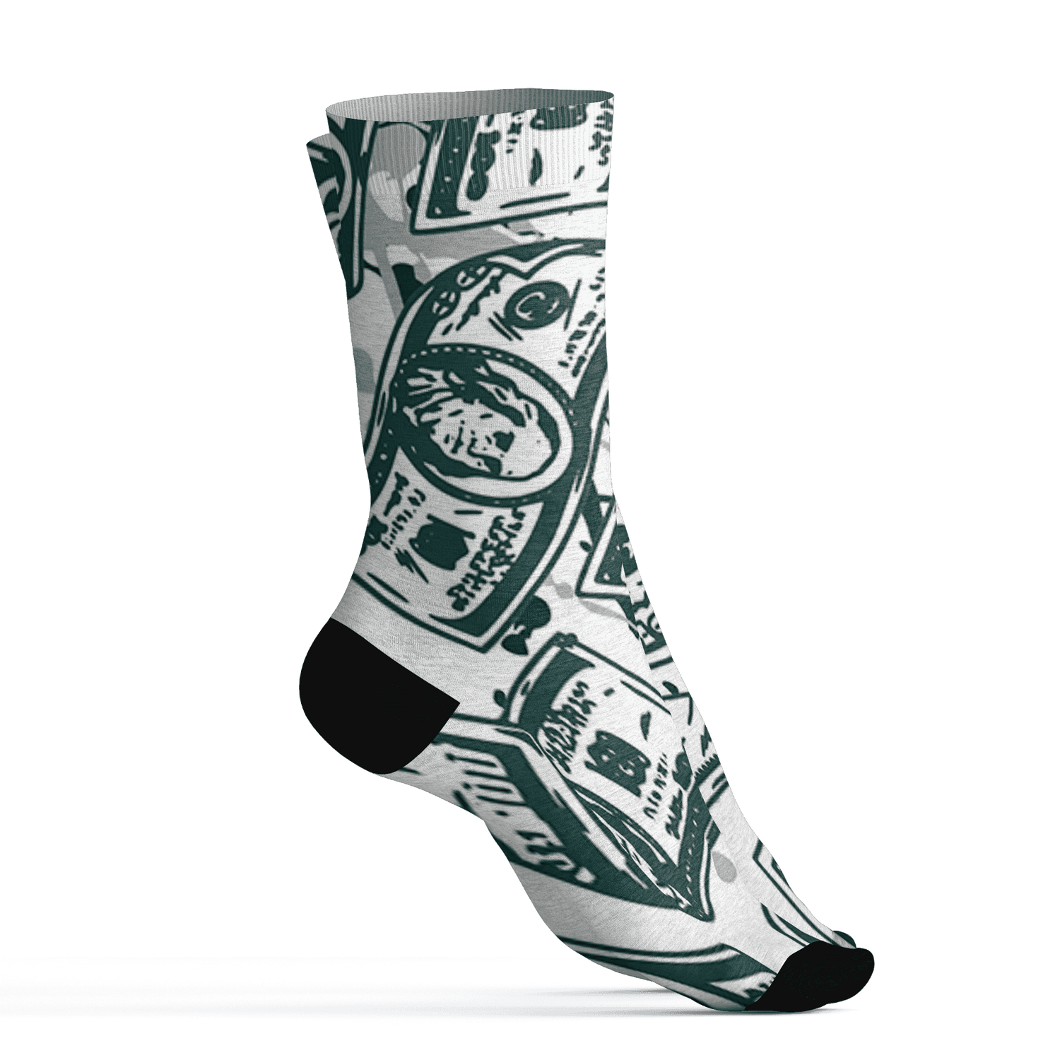Oxidized Green 4s Socks Match Money Motive BER 3D All-Over Print - NastyJamz