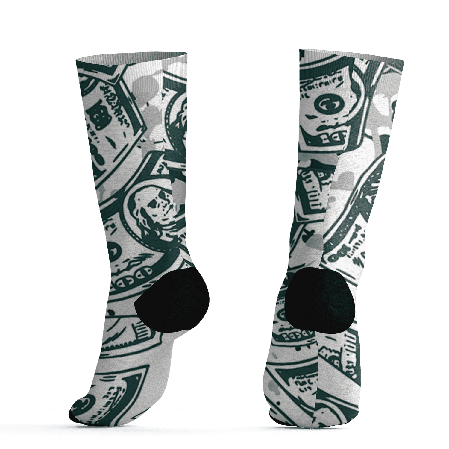 Oxidized Green 4s Socks Match Money Motive BER 3D All-Over Print - NastyJamz