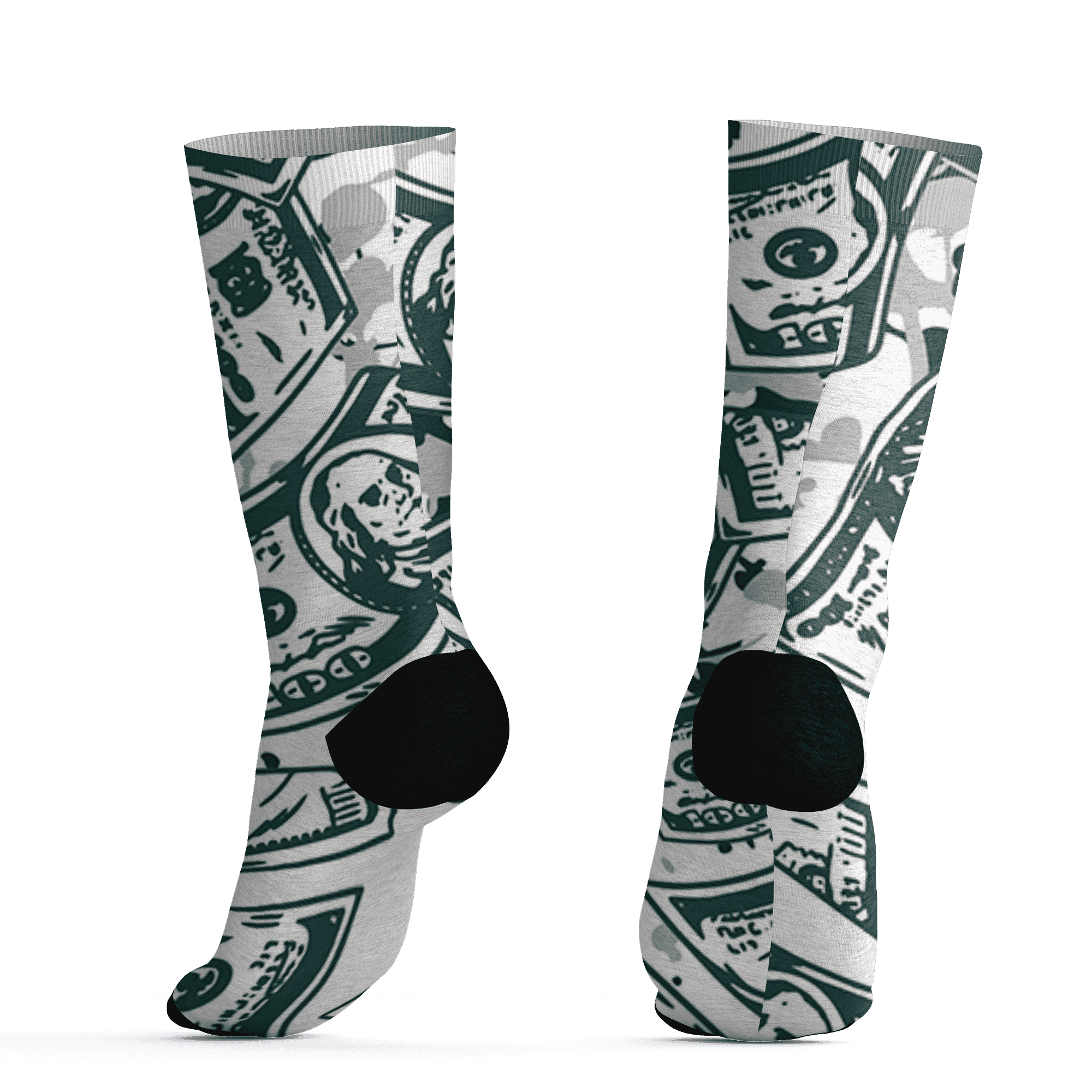Oxidized Green 4s Socks Match Money Motive BER 3D All-Over Print - NastyJamz