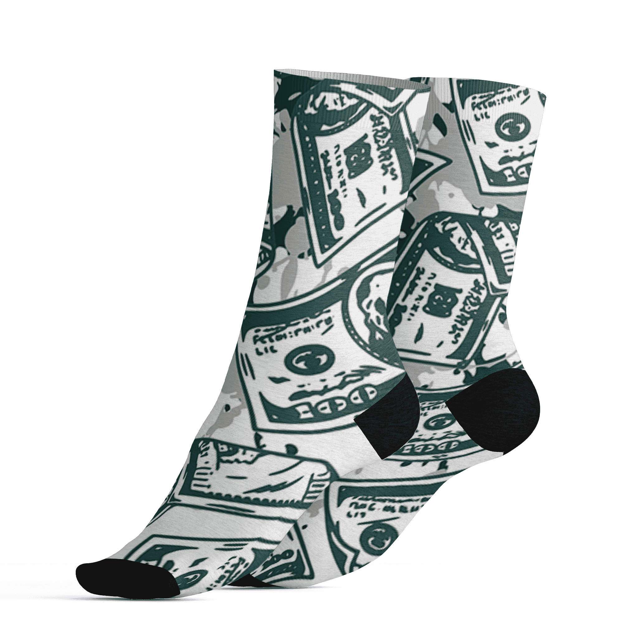 Oxidized Green 4s Socks Match Money Motive BER 3D All-Over Print - NastyJamz