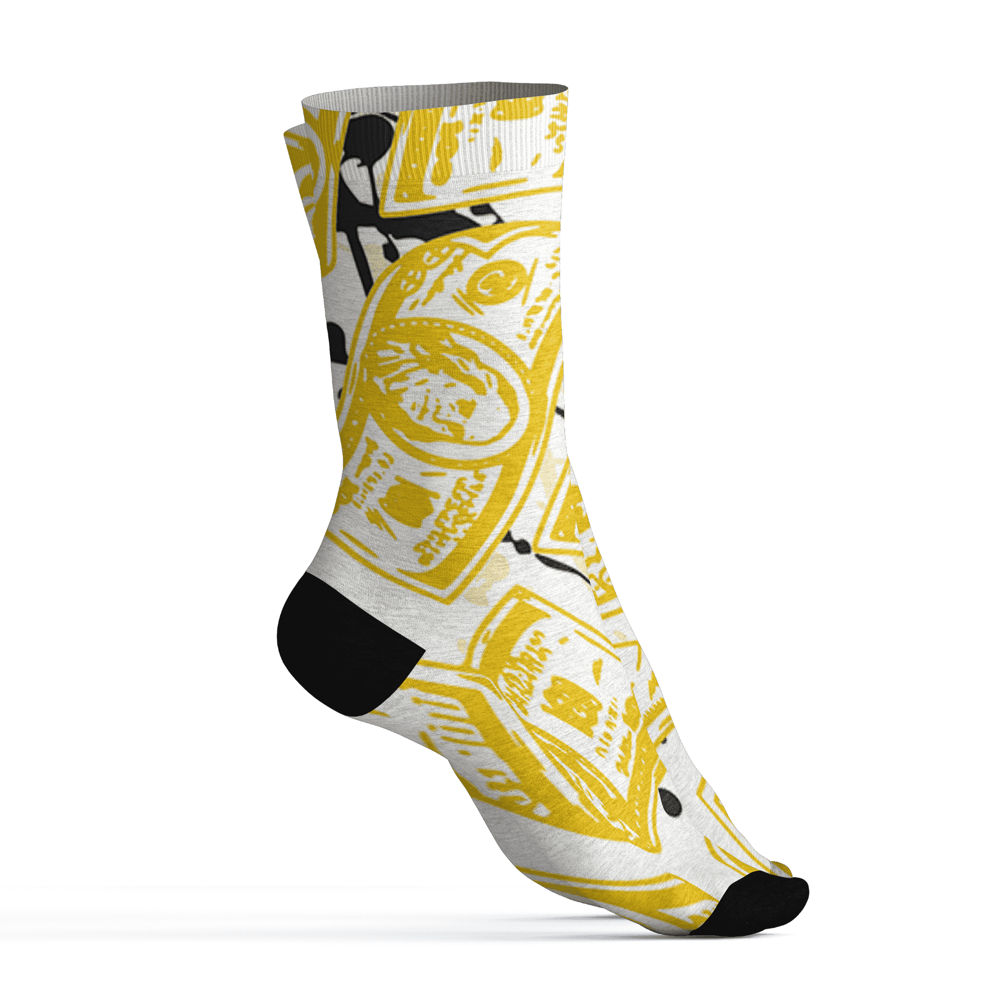 Vivid Sulfur 4s Socks Match Money Motive BER 3D All-Over Print - NastyJamz