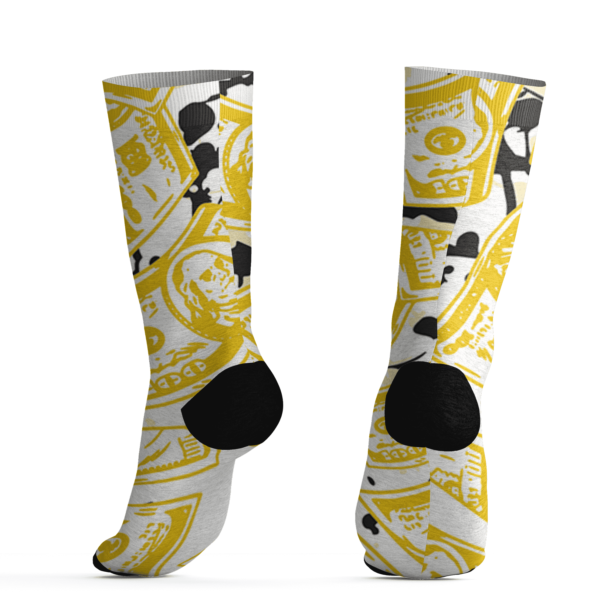 Vivid Sulfur 4s Socks Match Money Motive BER 3D All-Over Print - NastyJamz