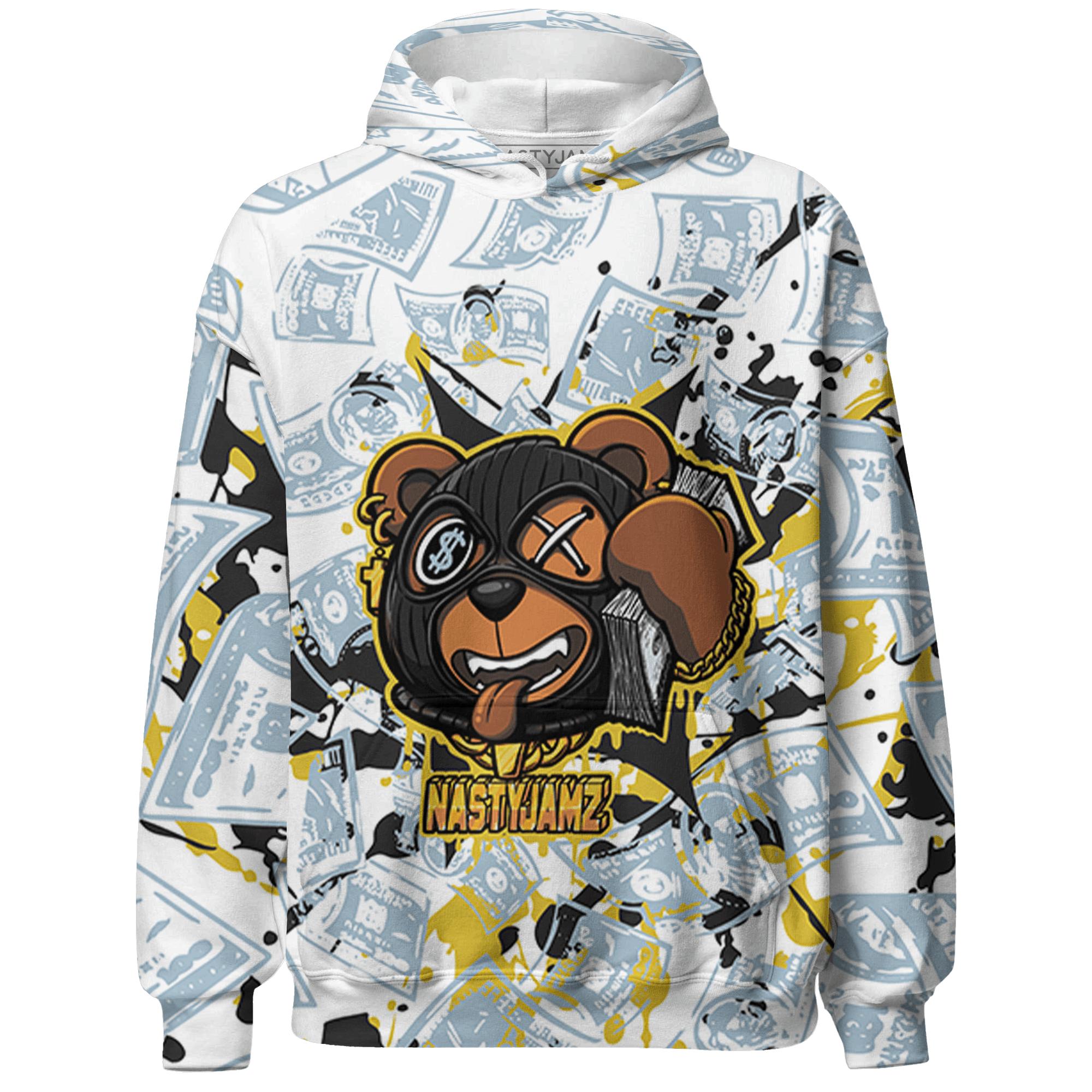 Blue Grey 13s Hoodie Match Money Motive BER 3D All-Over Print - NastyJamz