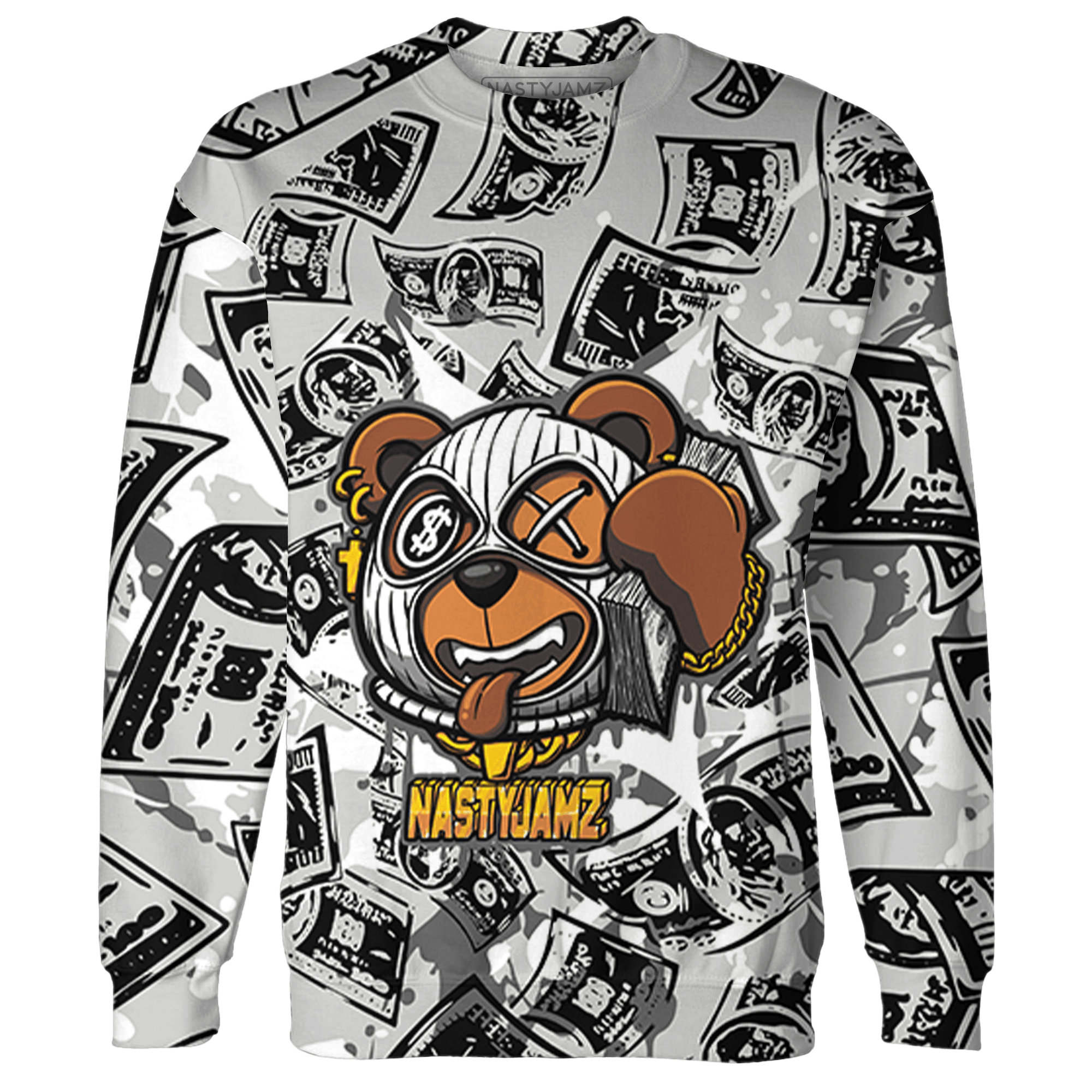 Retro High OG Black White 1s Sweatshirt Match Money Motive BER 3D All-Over Print - NastyJamz