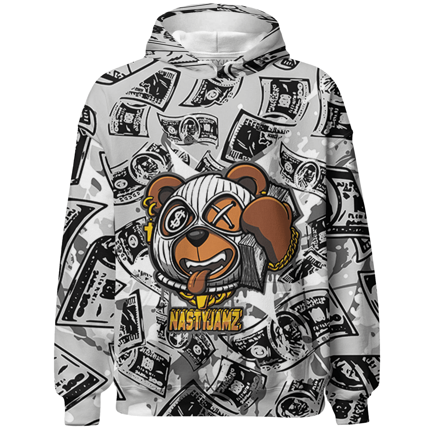 Retro High OG Black White 1s Hoodie Match Money Motive BER 3D All-Over Print - NastyJamz