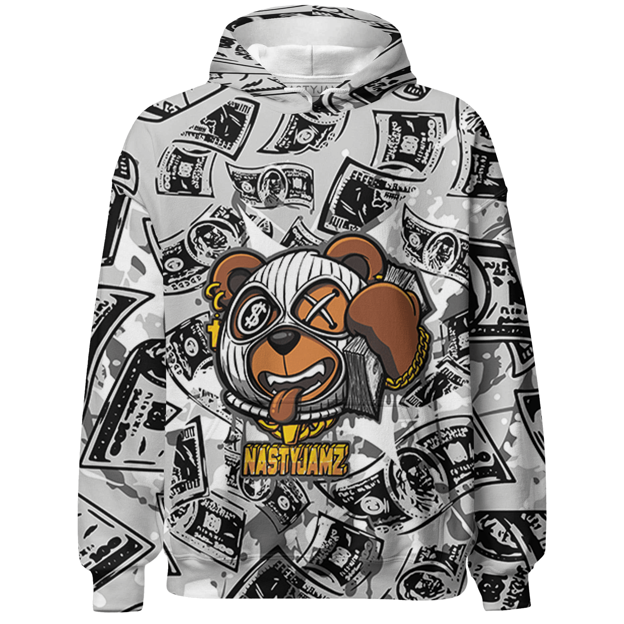 Retro High OG Black White 1s Hoodie Match Money Motive BER 3D All-Over Print - NastyJamz