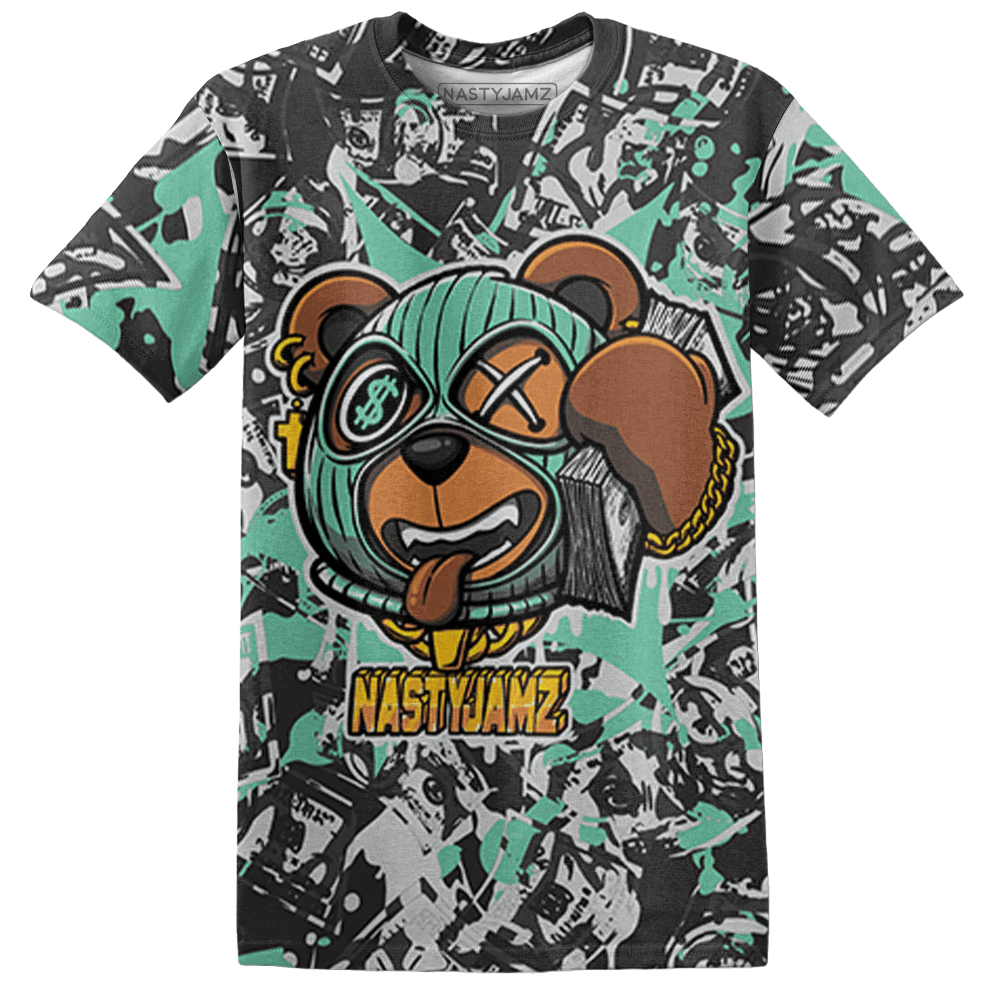 Green Glow 3s T Shirt Match Money Motive BER 3D All-Over Print - NastyJamz