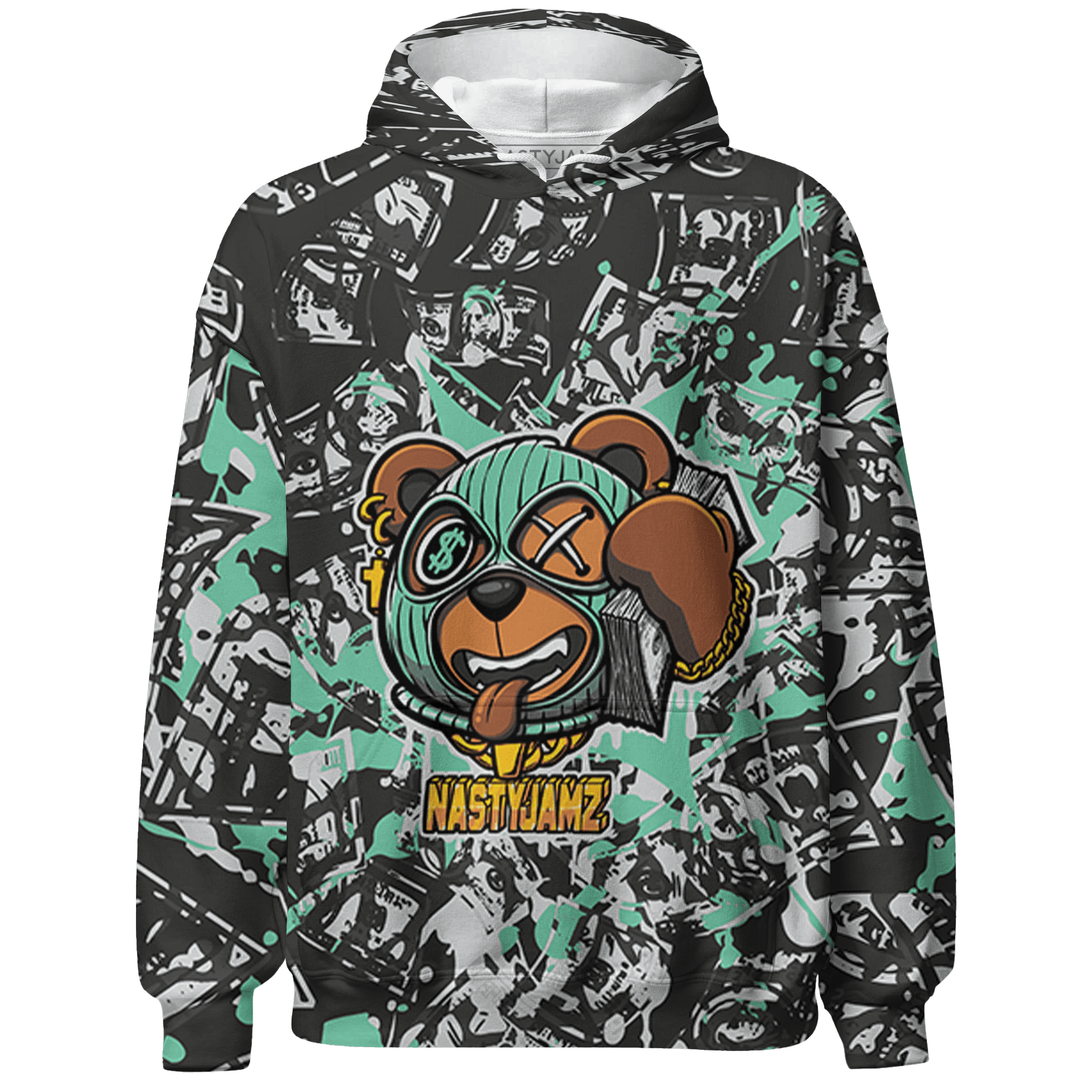 Green Glow 3s Hoodie Match Money Motive BER 3D All-Over Print - NastyJamz
