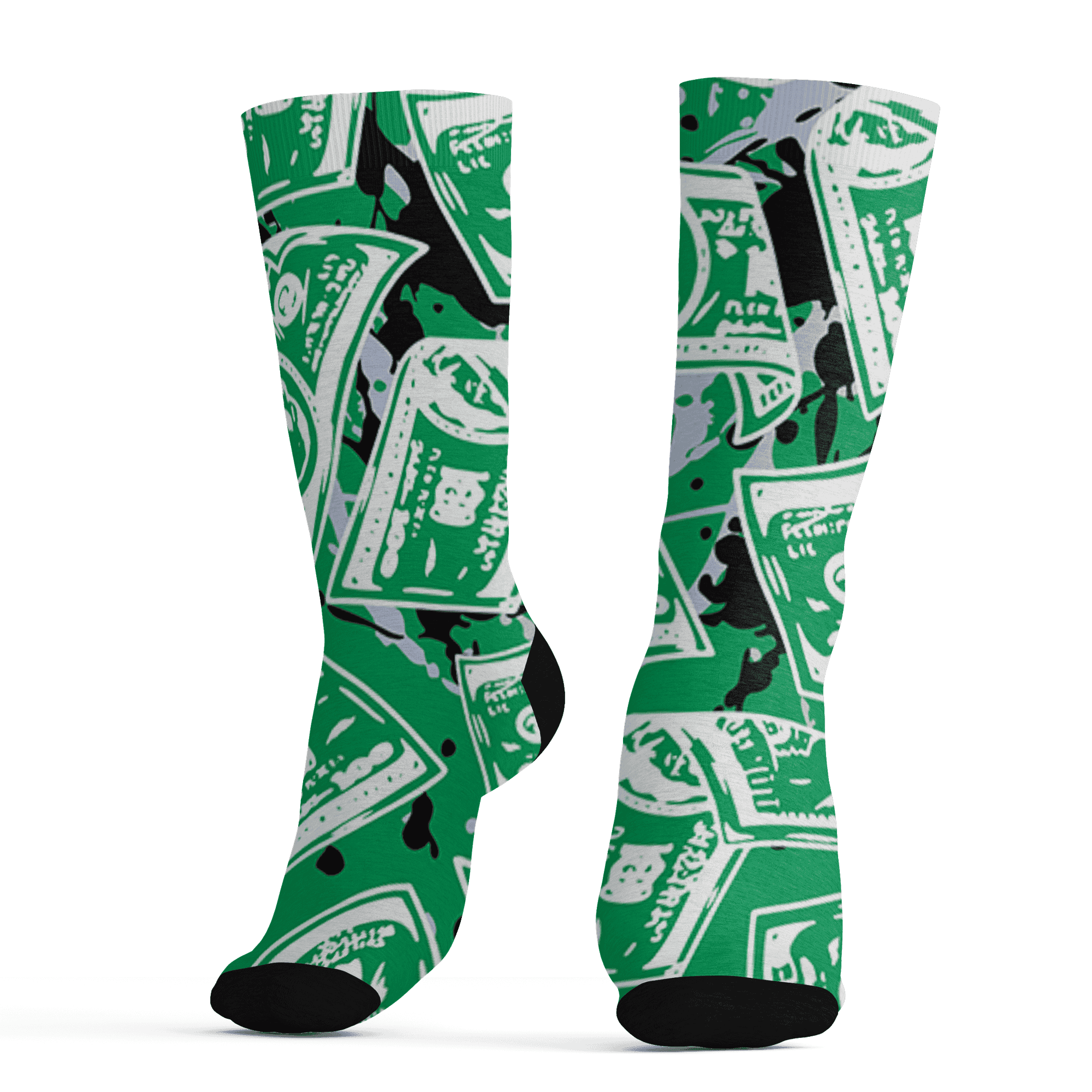 Lucky Green 5s Socks Match Money Motive BER 3D All-Over Print - NastyJamz