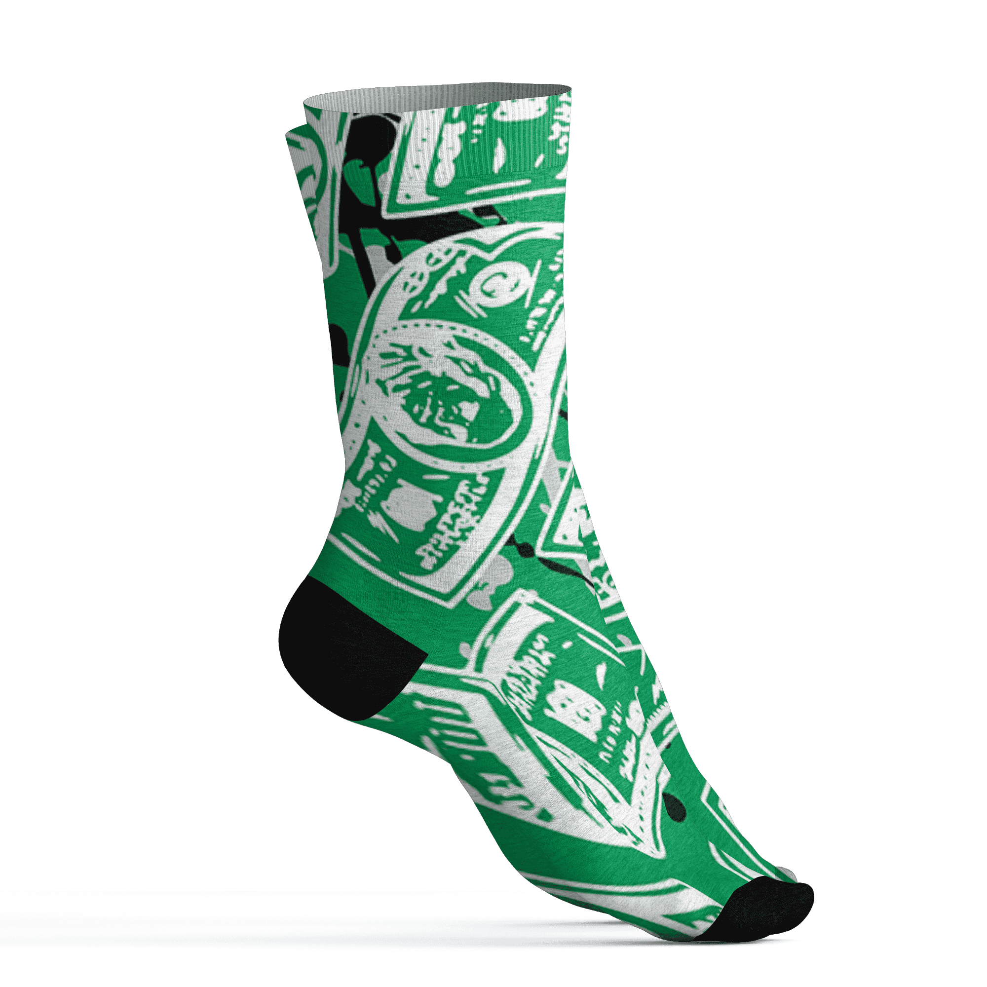 Lucky Green 5s Socks Match Money Motive BER 3D All-Over Print - NastyJamz