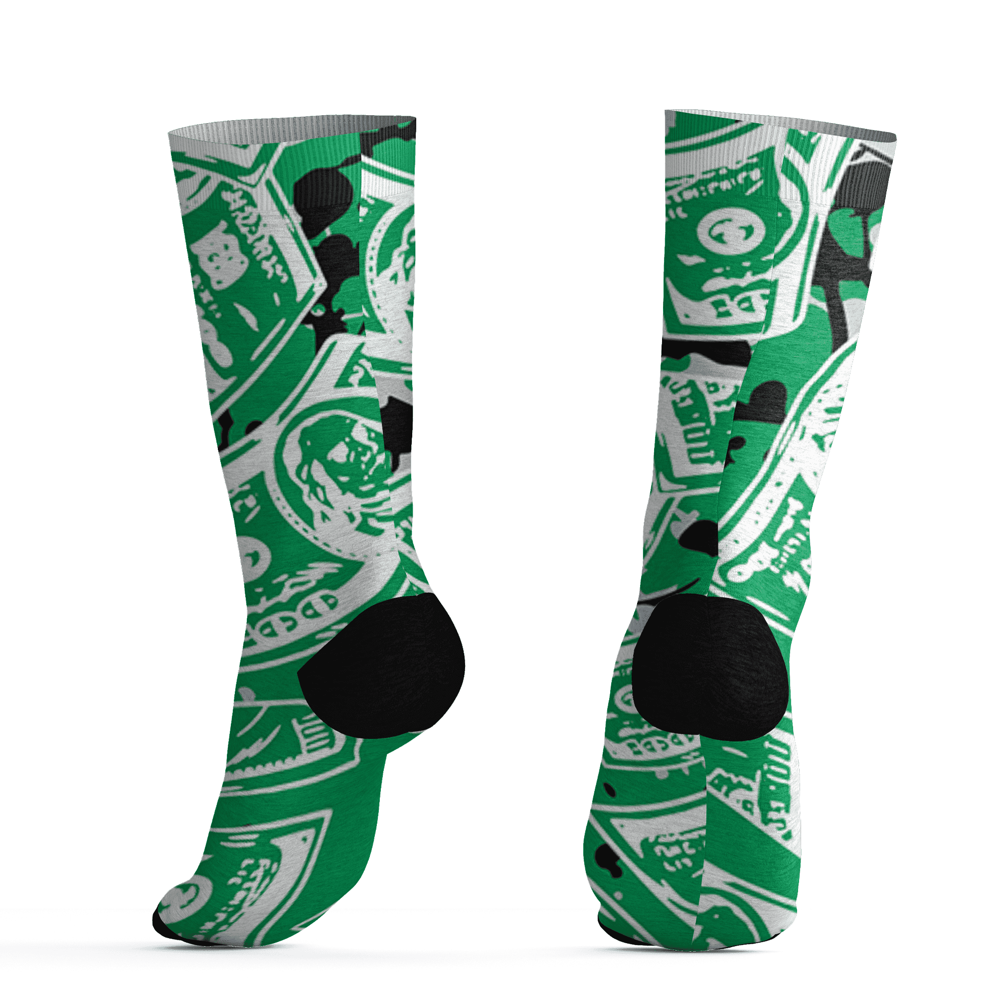 Lucky Green 5s Socks Match Money Motive BER 3D All-Over Print - NastyJamz