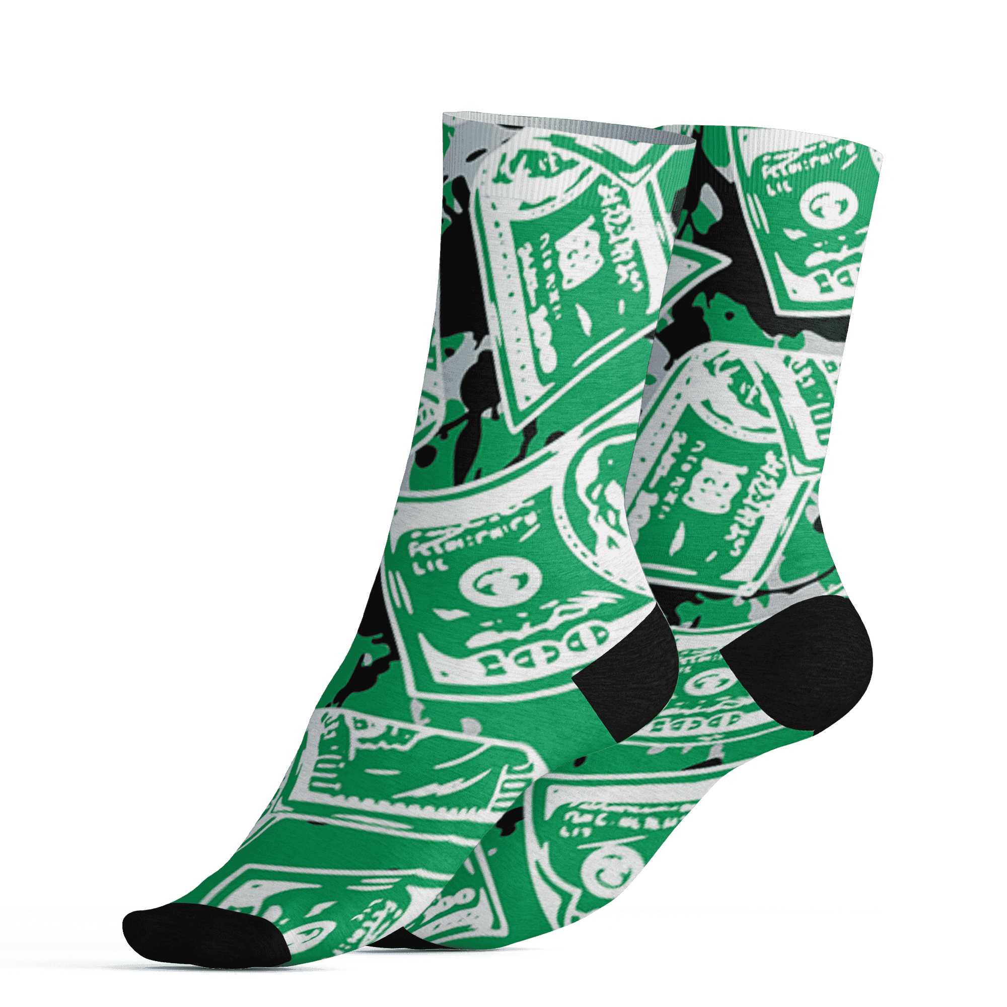 Lucky Green 5s Socks Match Money Motive BER 3D All-Over Print - NastyJamz