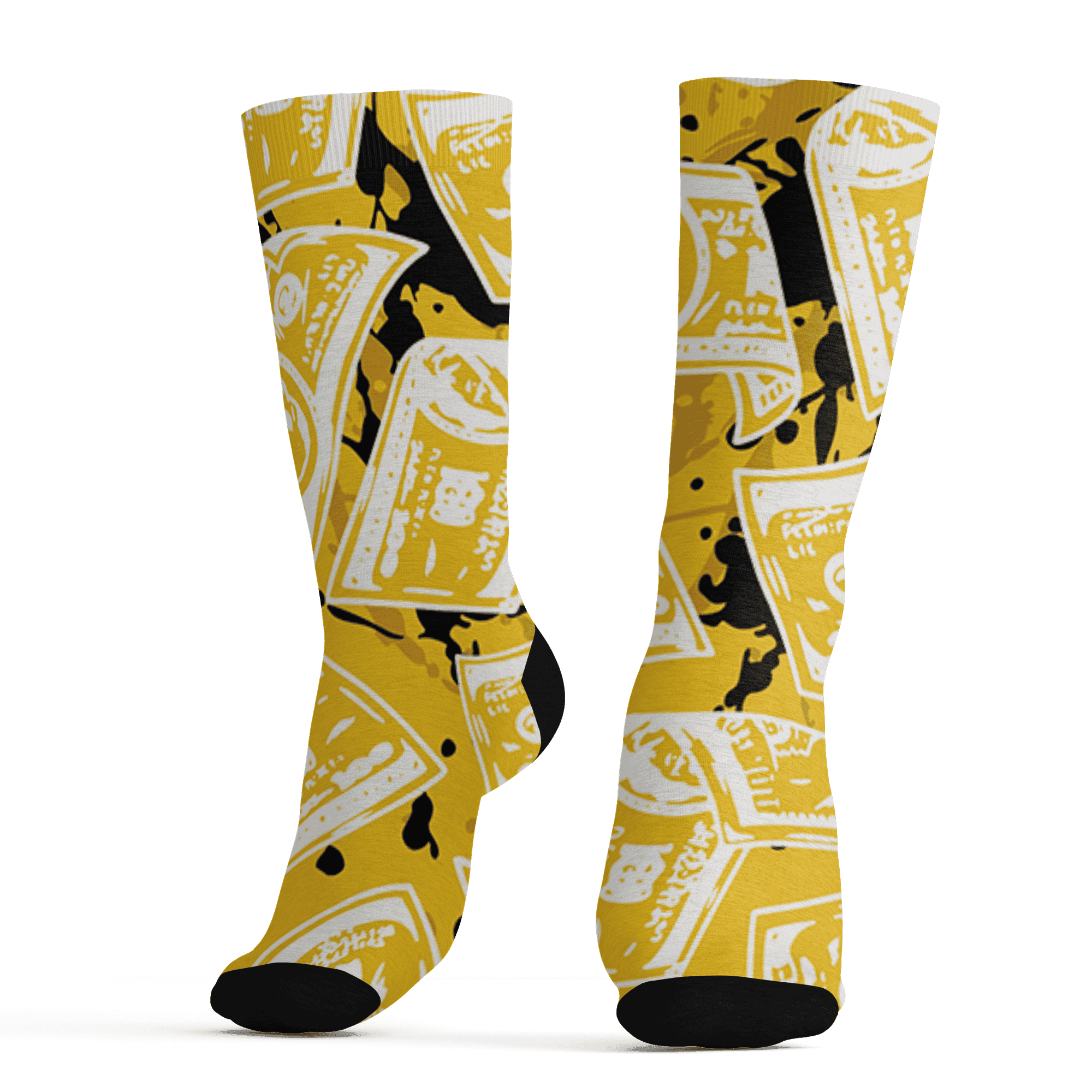 Yellow Ochre 6s Socks Match Money Motive BER 3D All-Over Print - NastyJamz