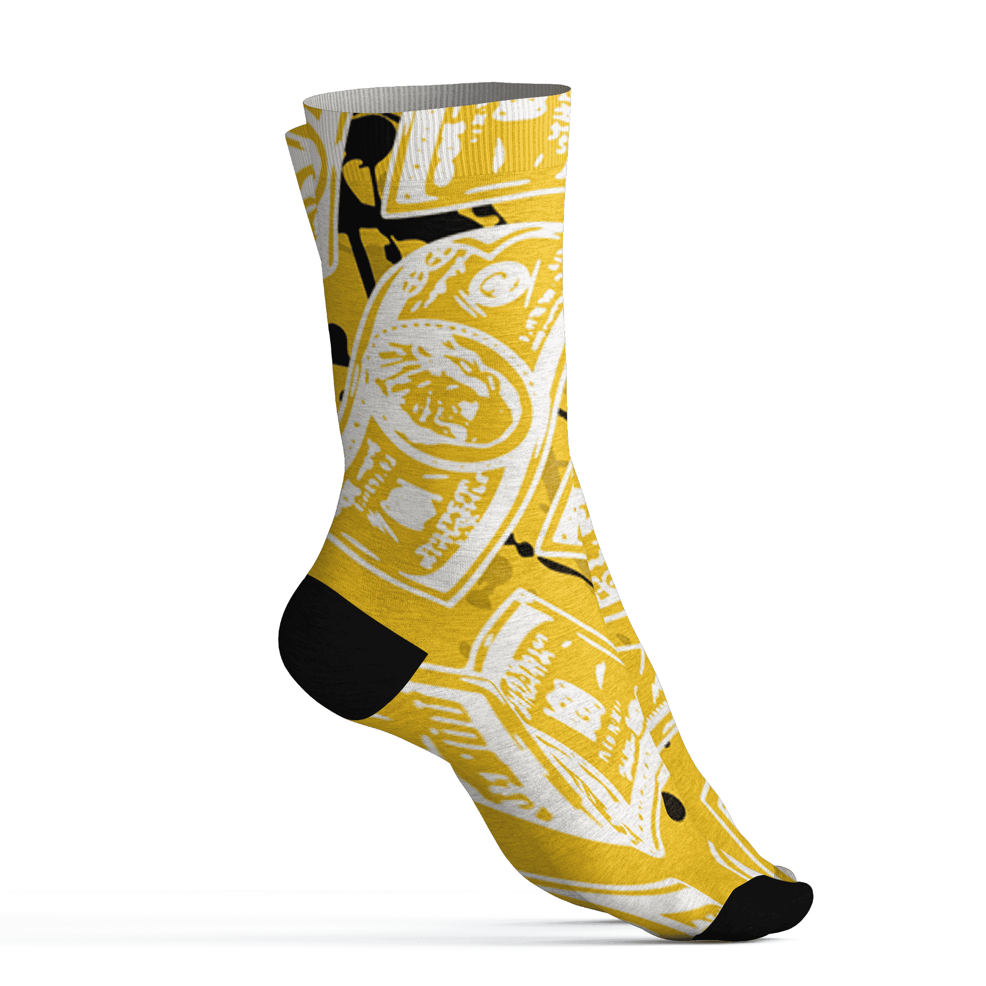 Yellow Ochre 6s Socks Match Money Motive BER 3D All-Over Print - NastyJamz