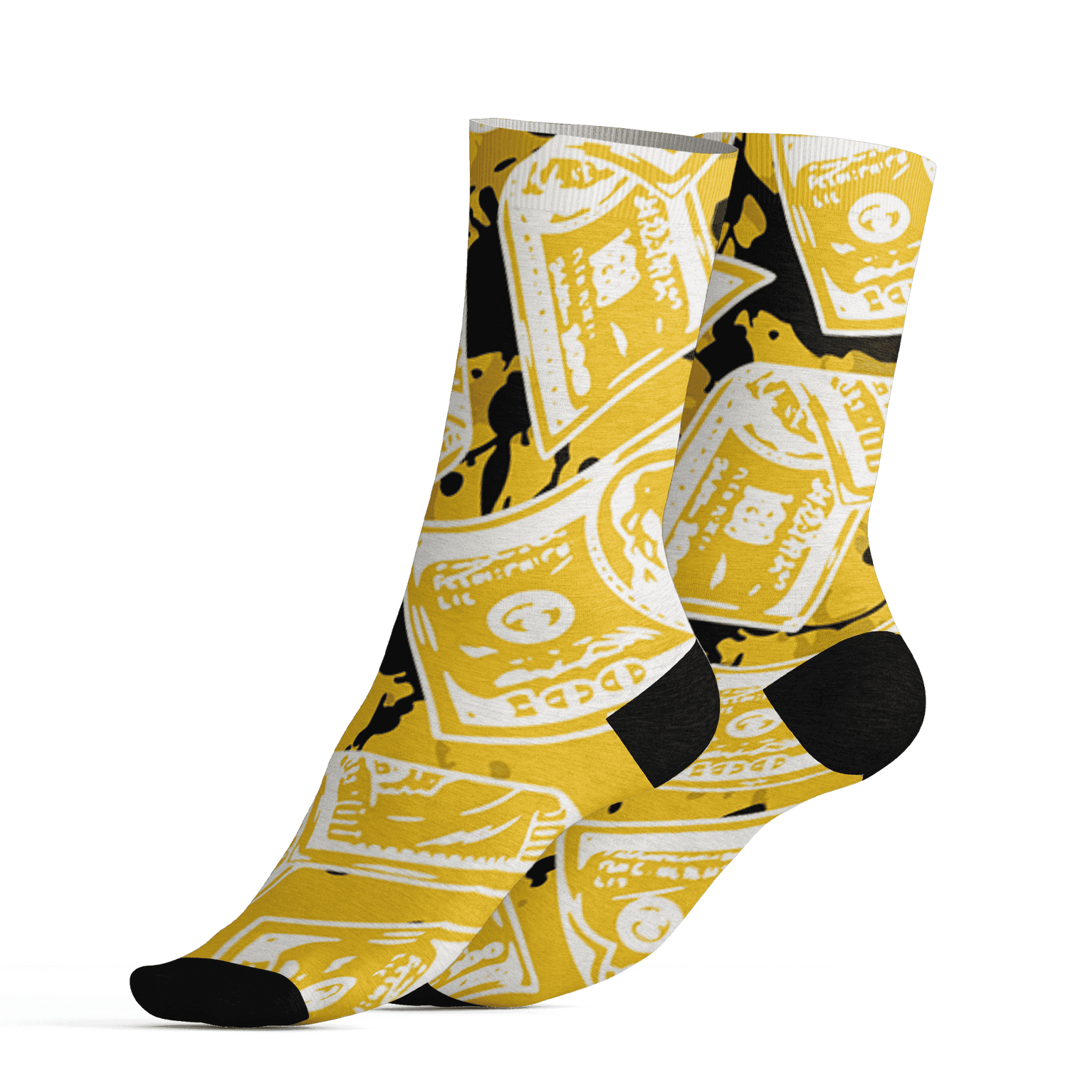 Yellow Ochre 6s Socks Match Money Motive BER 3D All-Over Print - NastyJamz