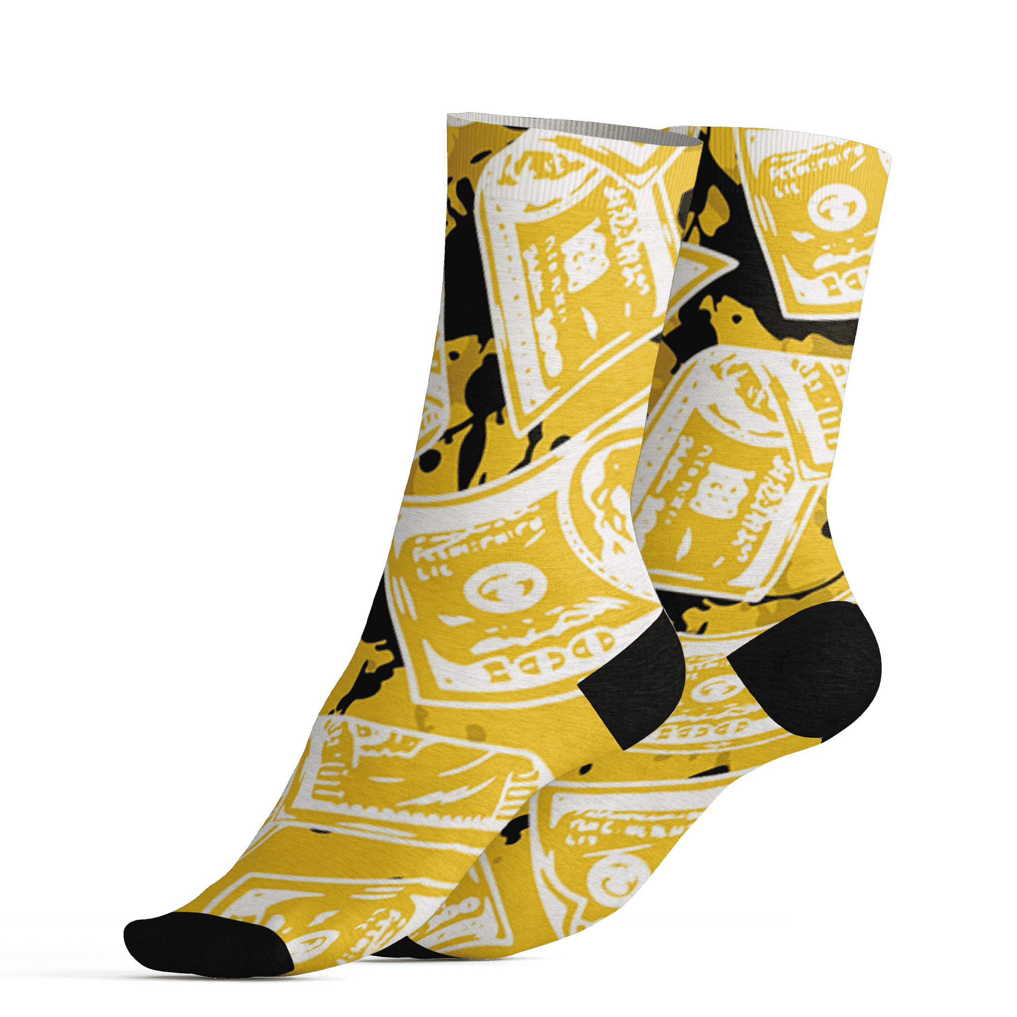 Yellow Ochre 6s Socks Match Money Motive BER 3D All-Over Print - NastyJamz