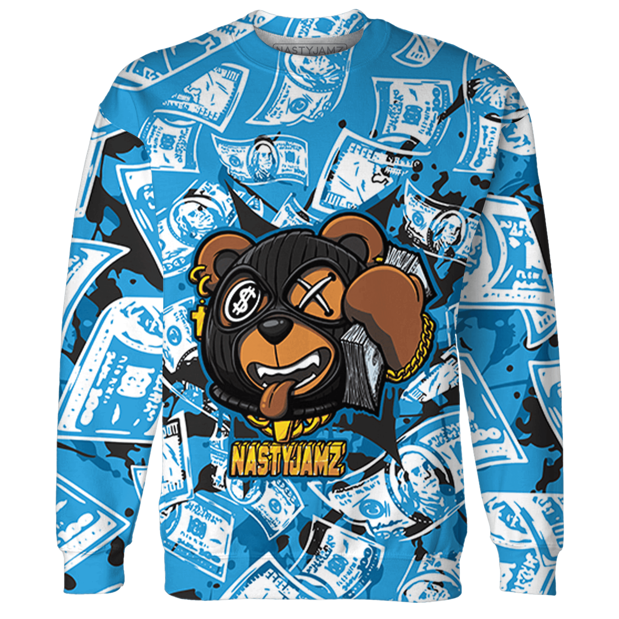 Powder Blue 9s Sweatshirt Match Money Motive BER 3D All-Over Print - NastyJamz