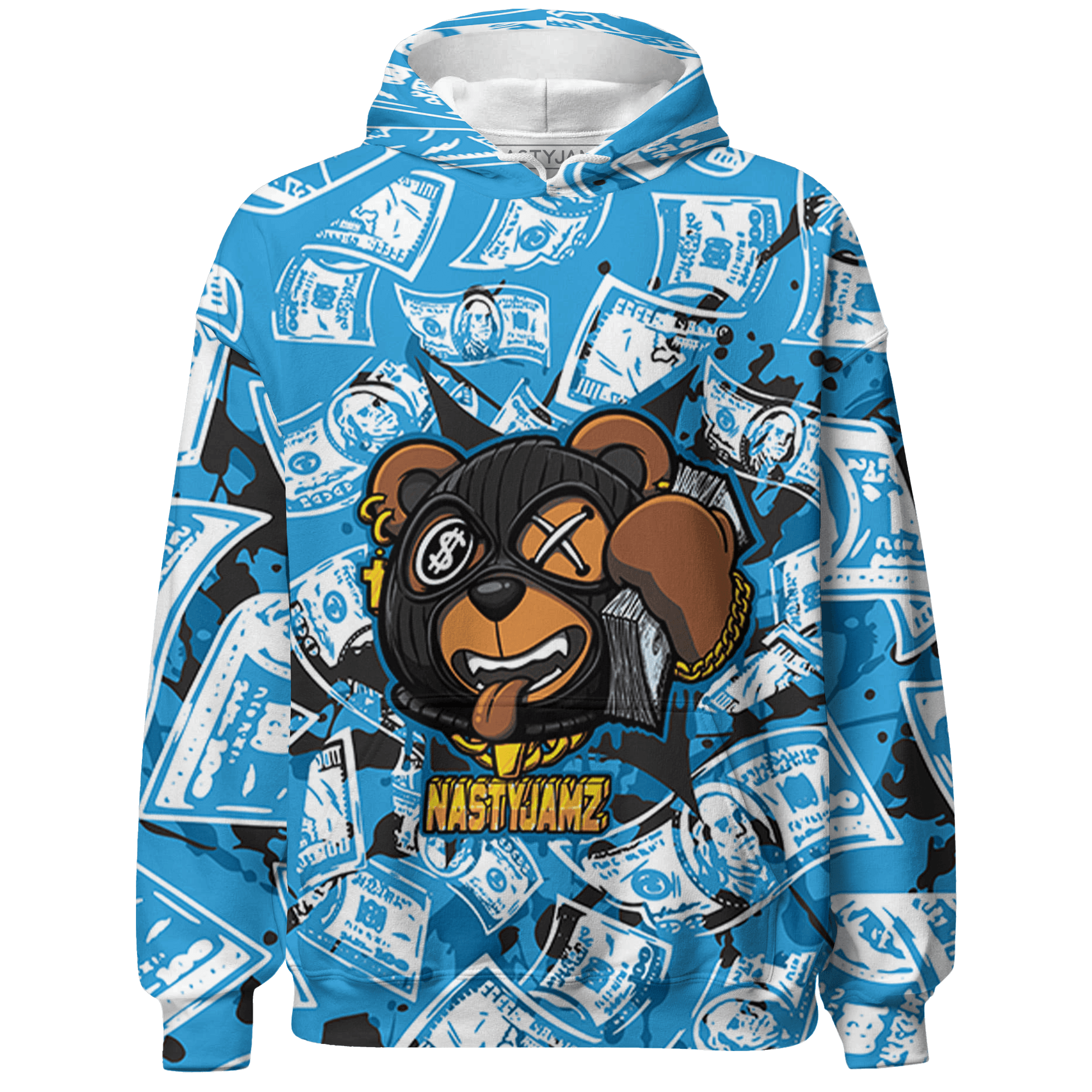 Powder Blue 9s Hoodie Match Money Motive BER 3D All-Over Print - NastyJamz