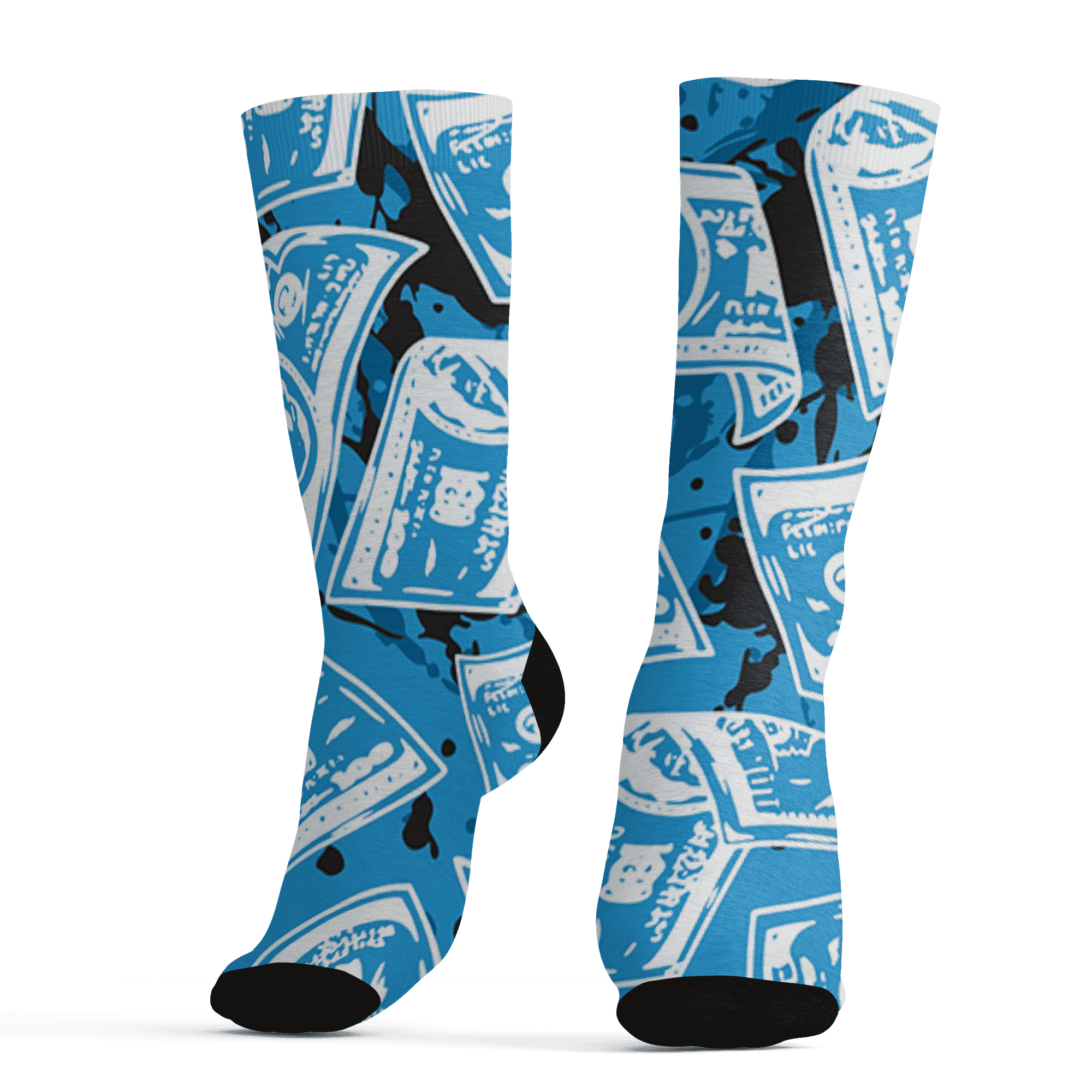 Powder Blue 9s Socks Match Money Motive BER 3D All-Over Print - NastyJamz