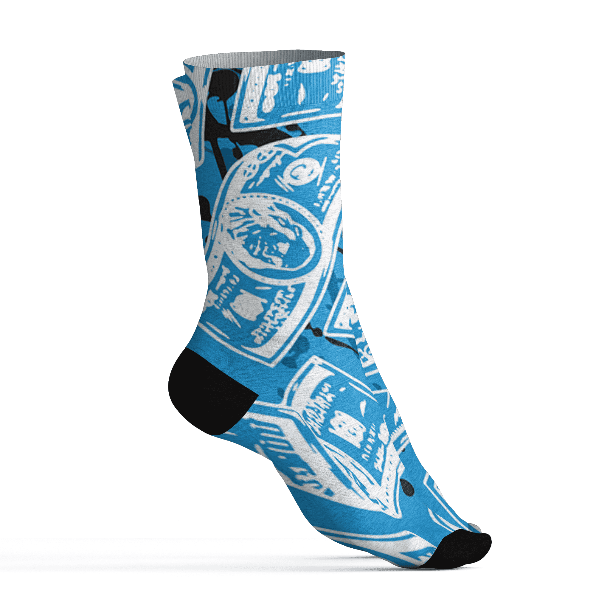 Powder Blue 9s Socks Match Money Motive BER 3D All-Over Print - NastyJamz