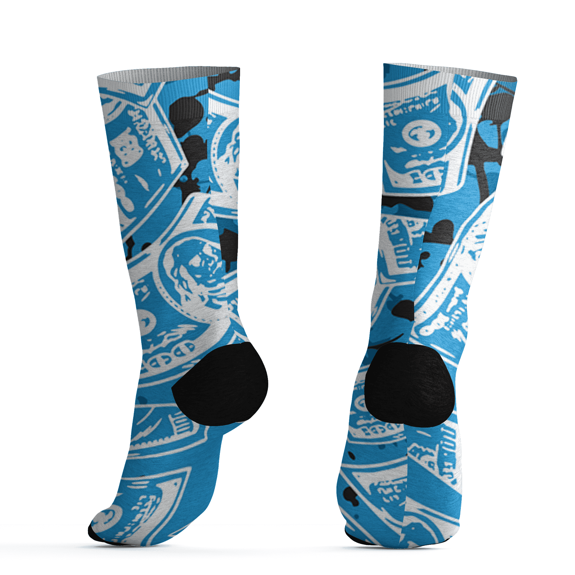 Powder Blue 9s Socks Match Money Motive BER 3D All-Over Print - NastyJamz