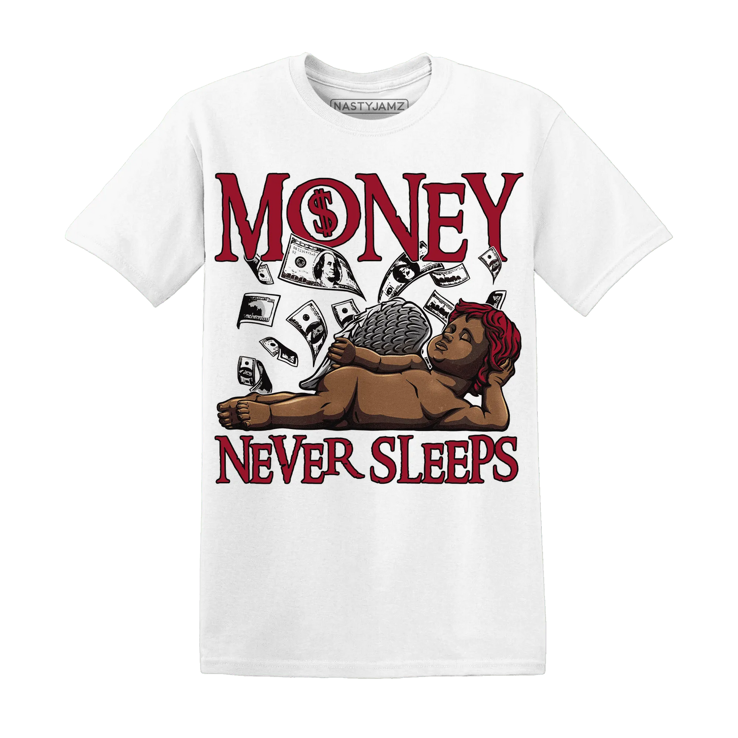 Retro-Red-Taxi-12s-T-Shirt-Match-Money-Never-Sleeps
