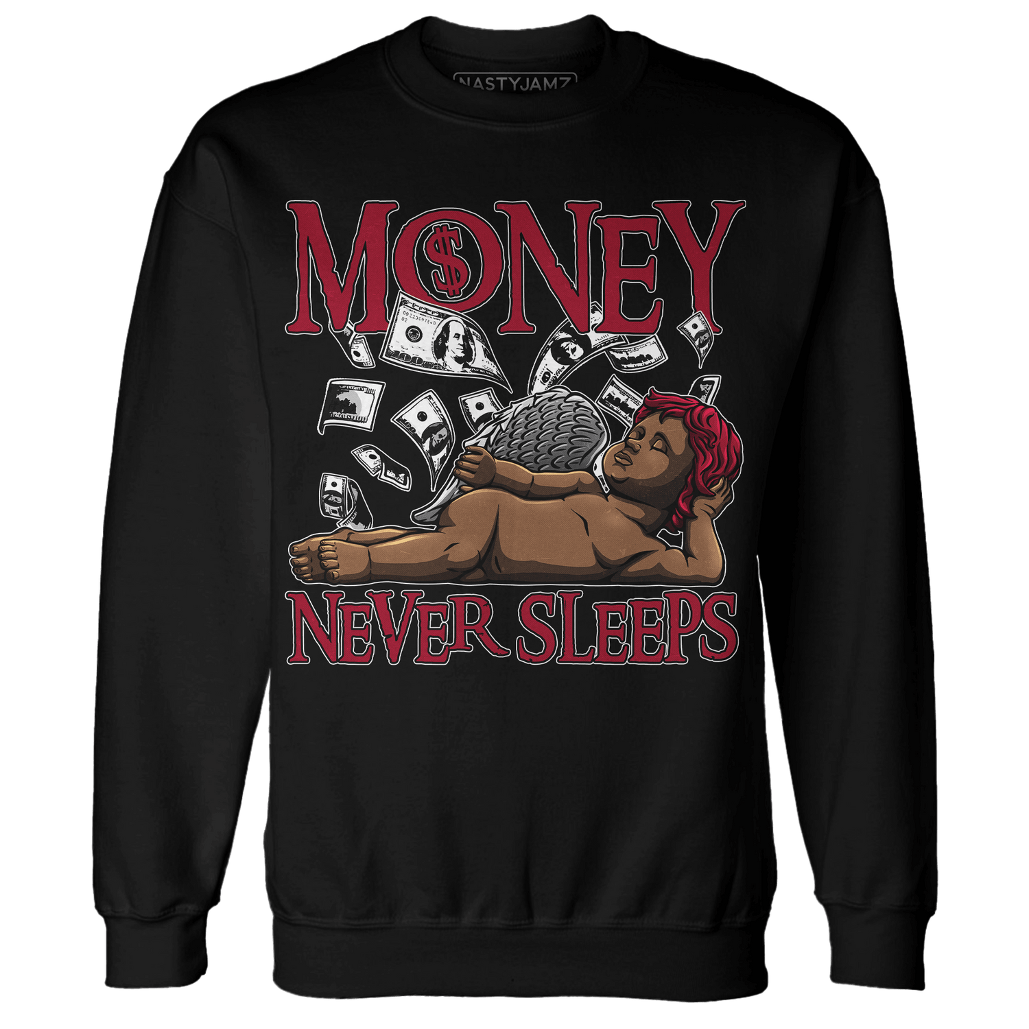 Retro Red Taxi 12s Sweatshirt Match Money Never Sleeps - NastyJamz