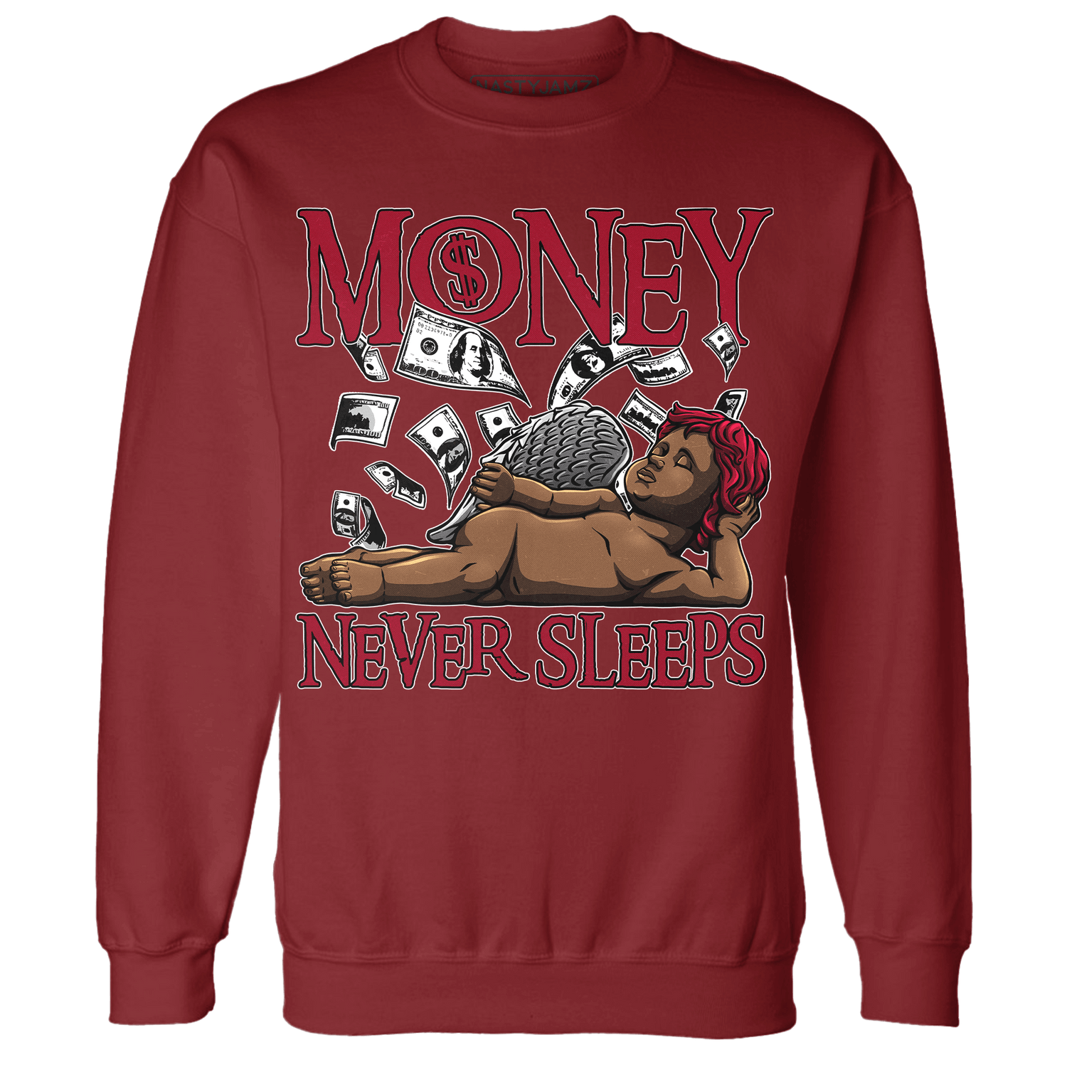 Retro Red Taxi 12s Sweatshirt Match Money Never Sleeps - NastyJamz