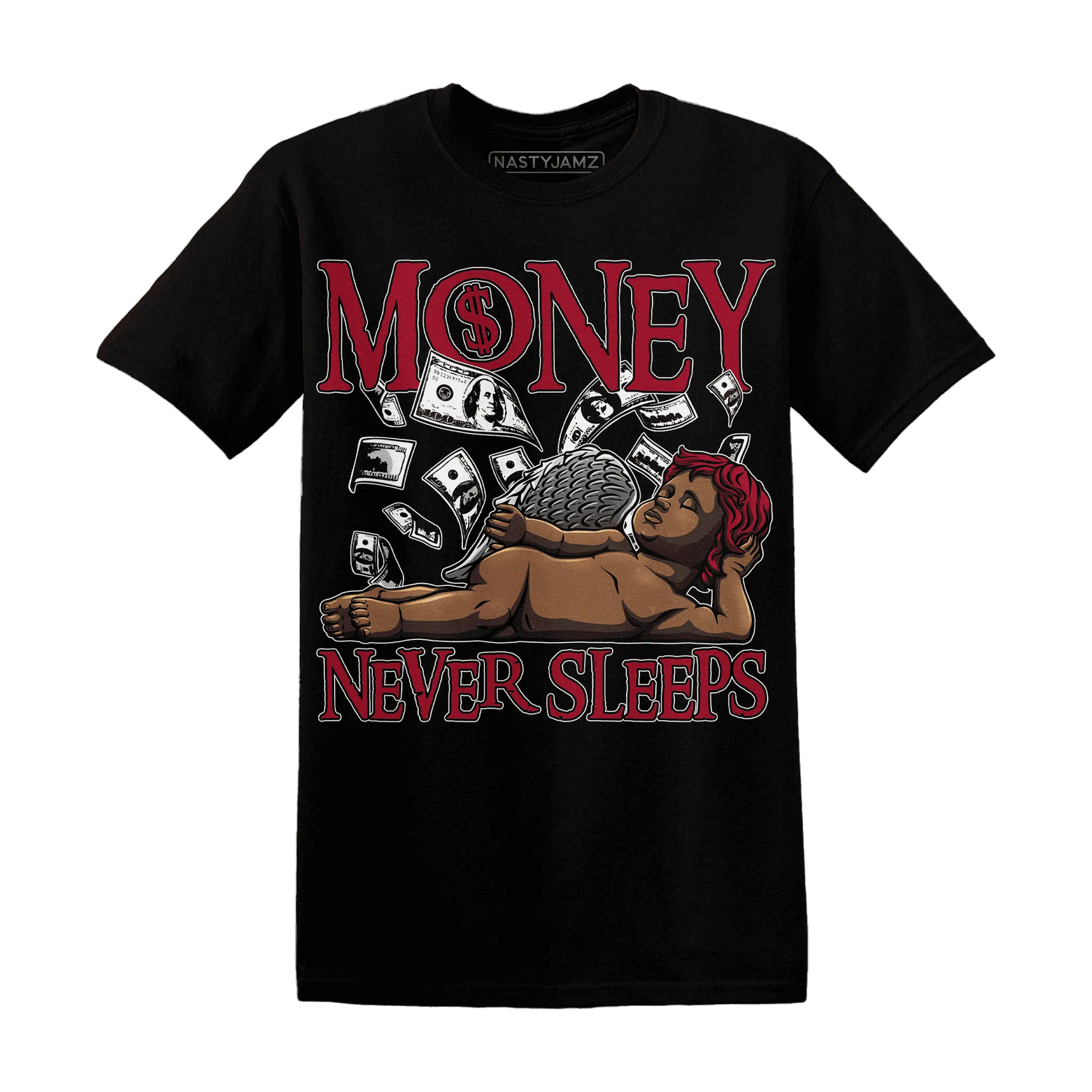 Retro-Red-Taxi-12s-T-Shirt-Match-Money-Never-Sleeps