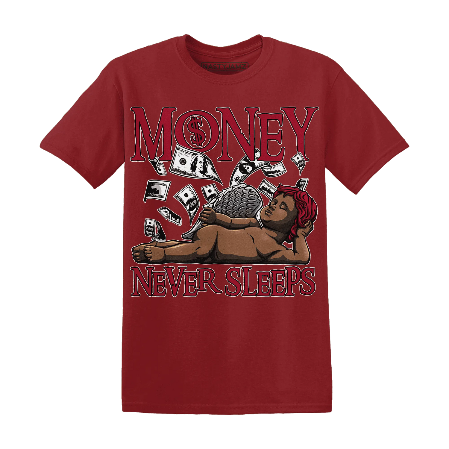 Retro-Red-Taxi-12s-T-Shirt-Match-Money-Never-Sleeps