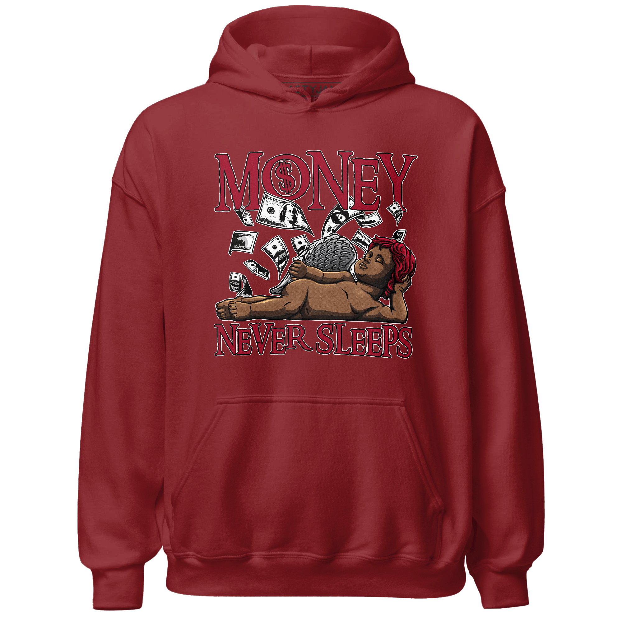 Retro Red Taxi 12s Hoodie Match Money Never Sleeps - NastyJamz