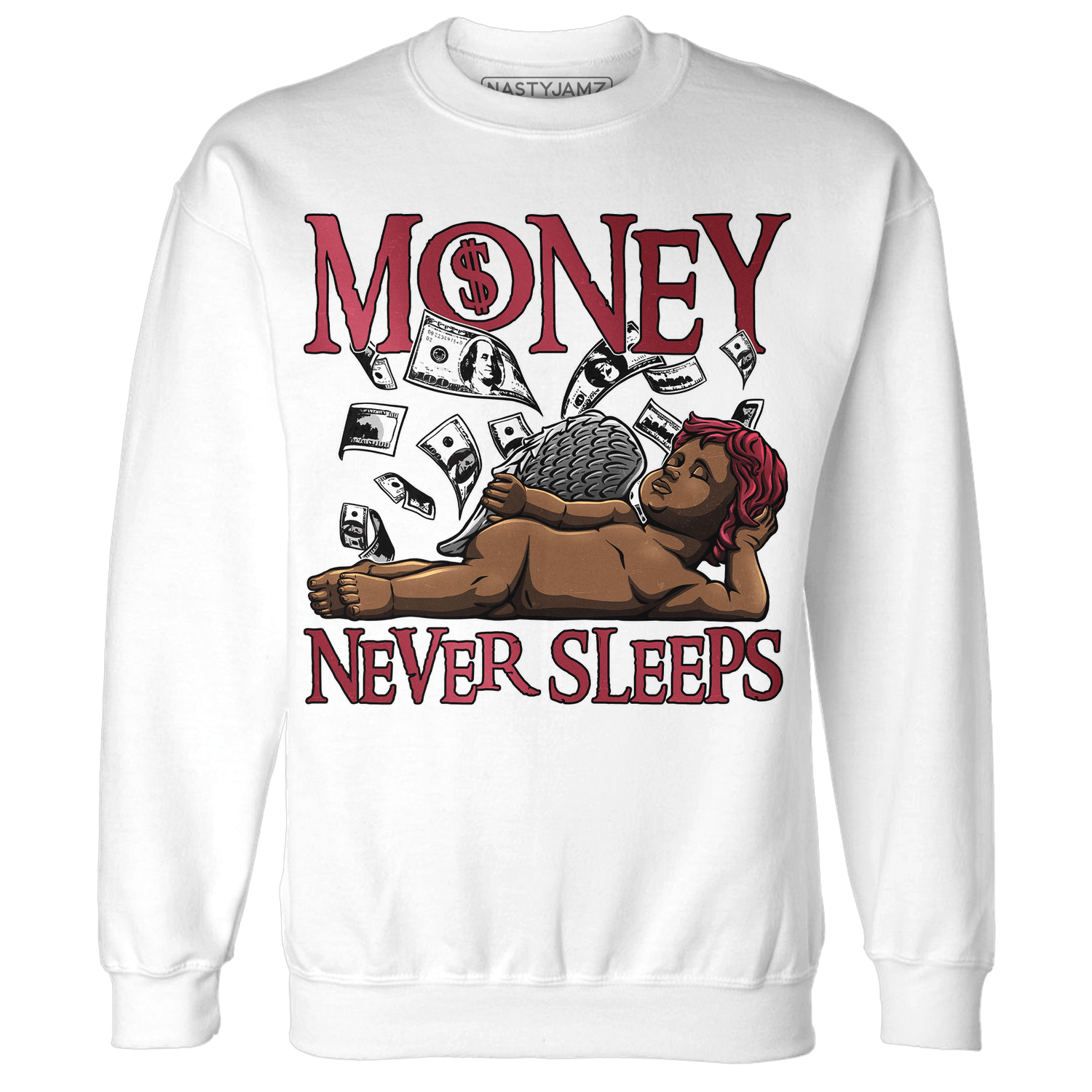 High 85 Metallic Burgundy 1s Sweatshirt Match Money Never Sleeps - NastyJamz