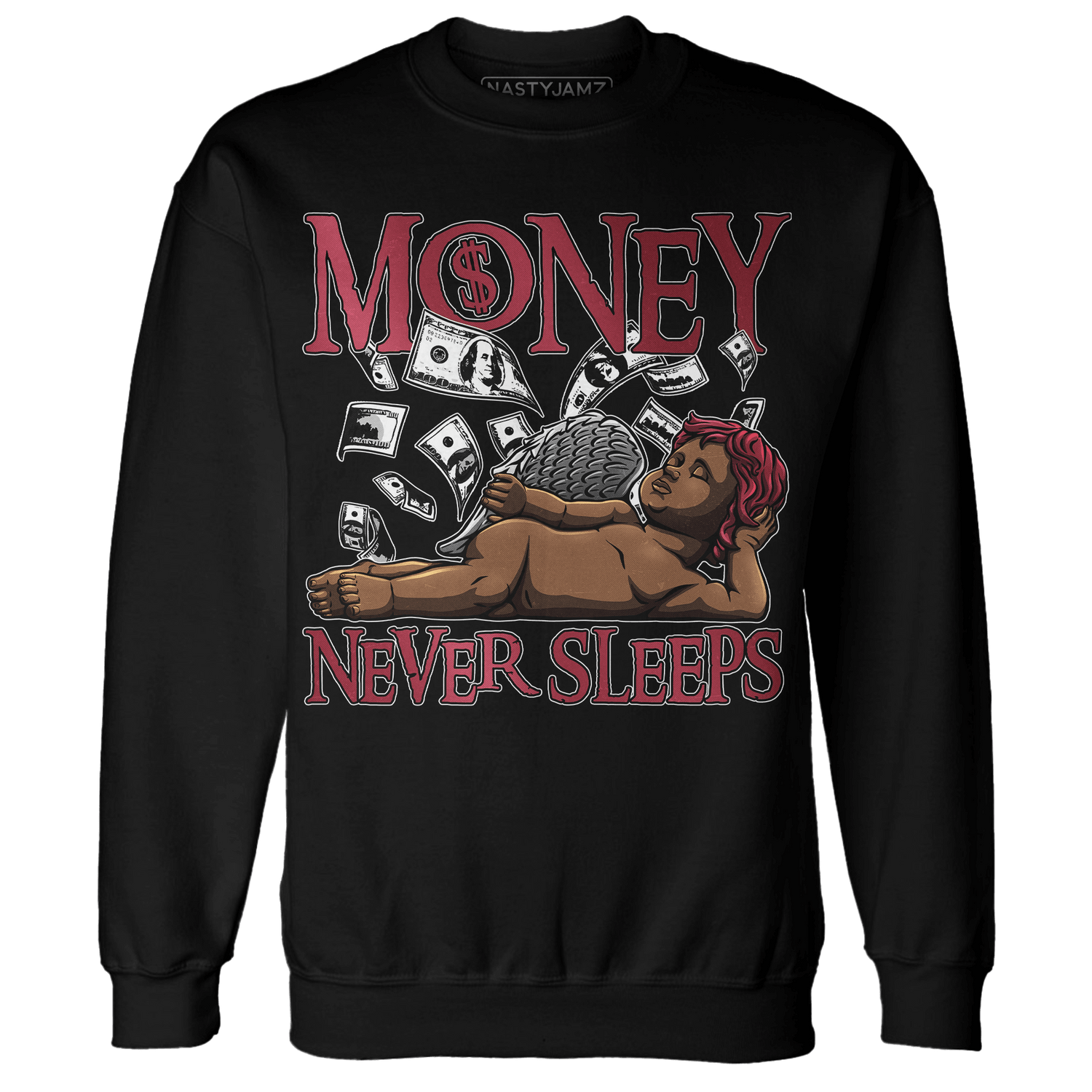 High 85 Metallic Burgundy 1s Sweatshirt Match Money Never Sleeps - NastyJamz