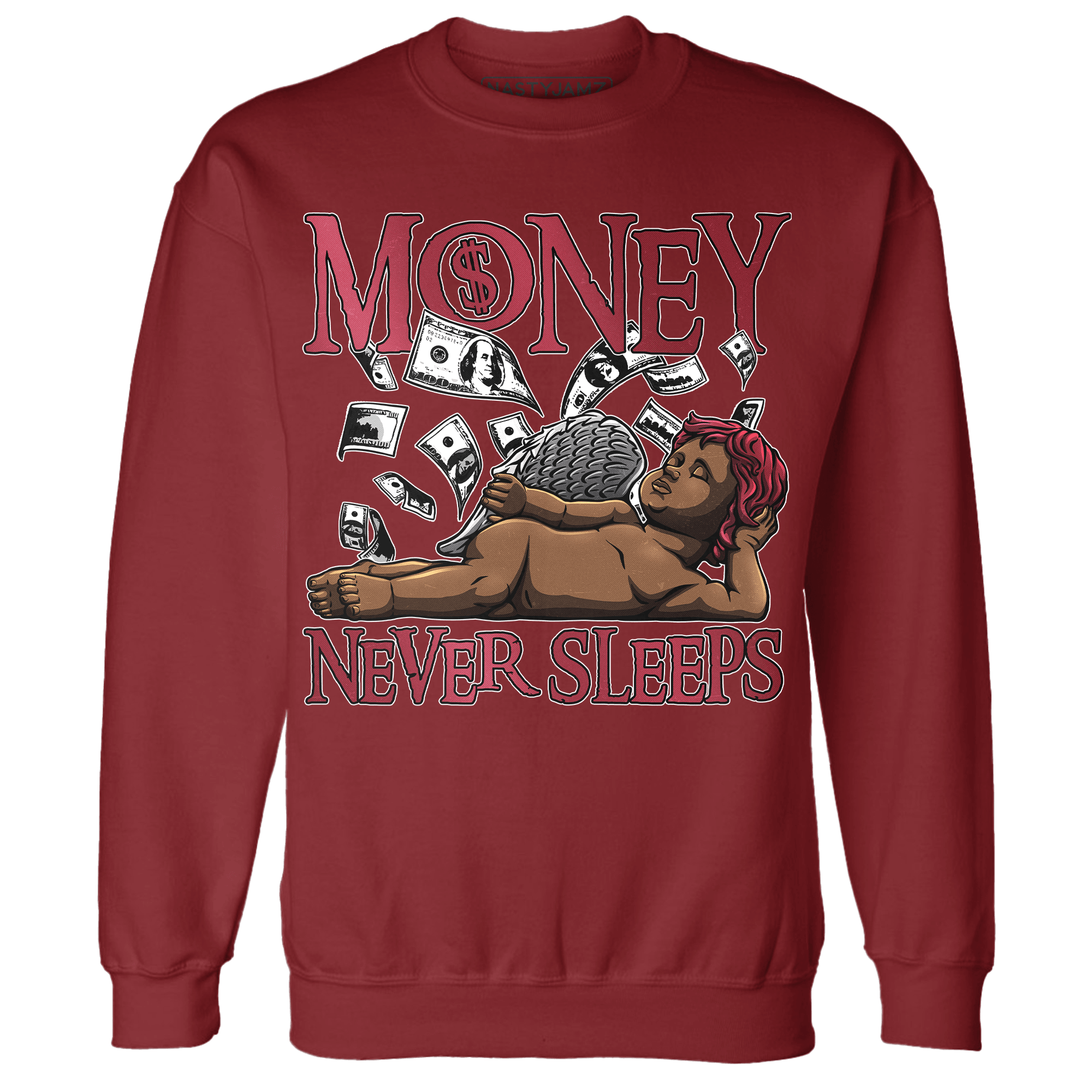 High 85 Metallic Burgundy 1s Sweatshirt Match Money Never Sleeps - NastyJamz