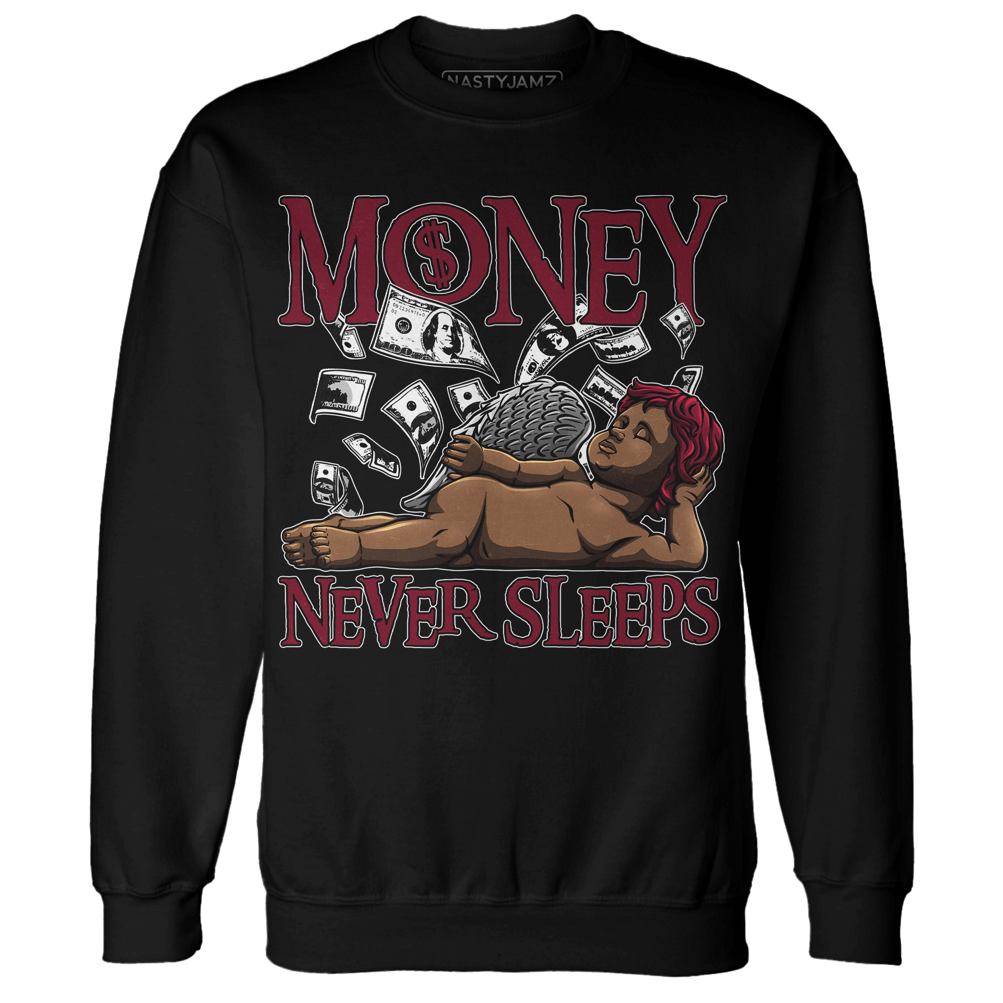 High White Team Red 1s Sweatshirt Match Money Never Sleeps - NastyJamz