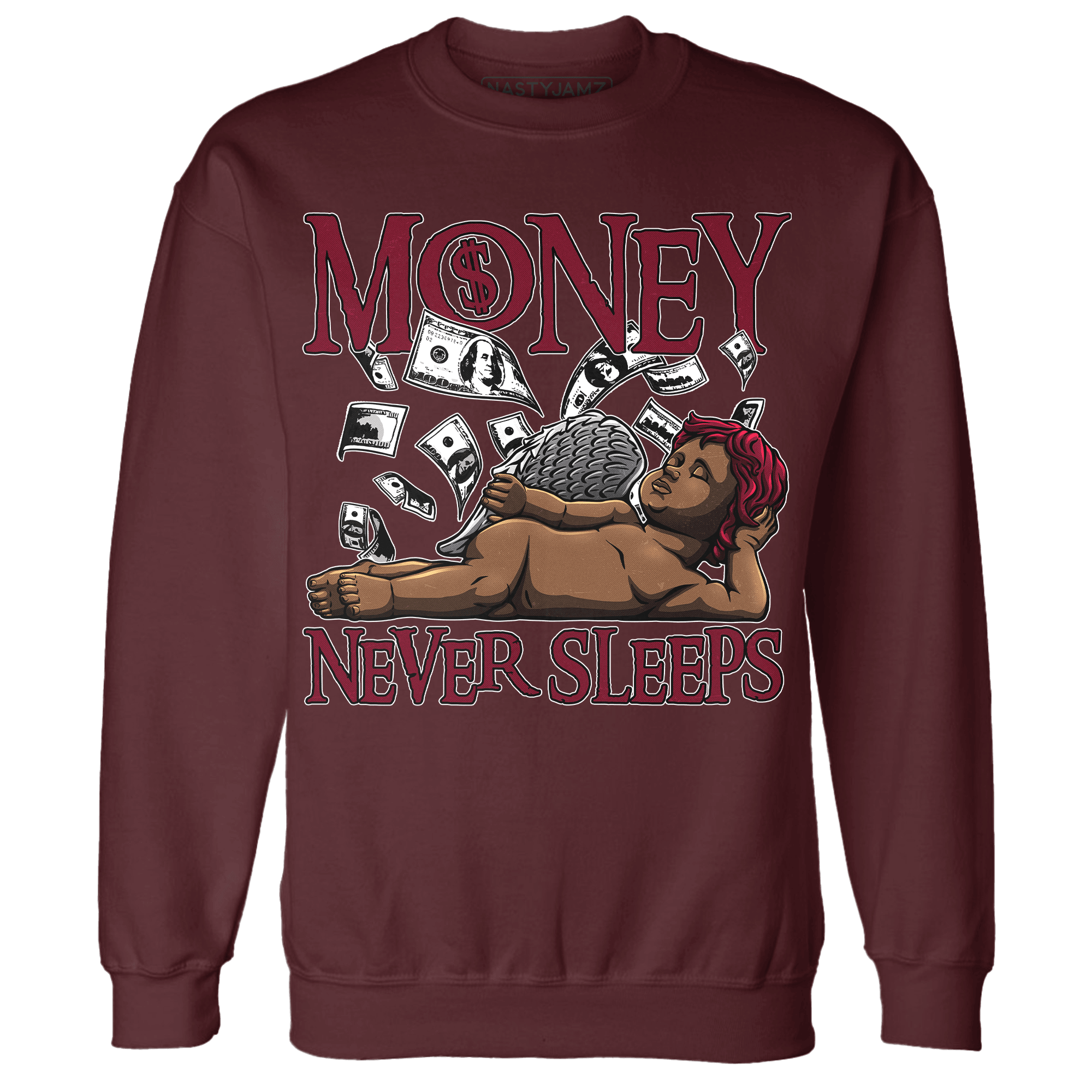 High White Team Red 1s Sweatshirt Match Money Never Sleeps - NastyJamz