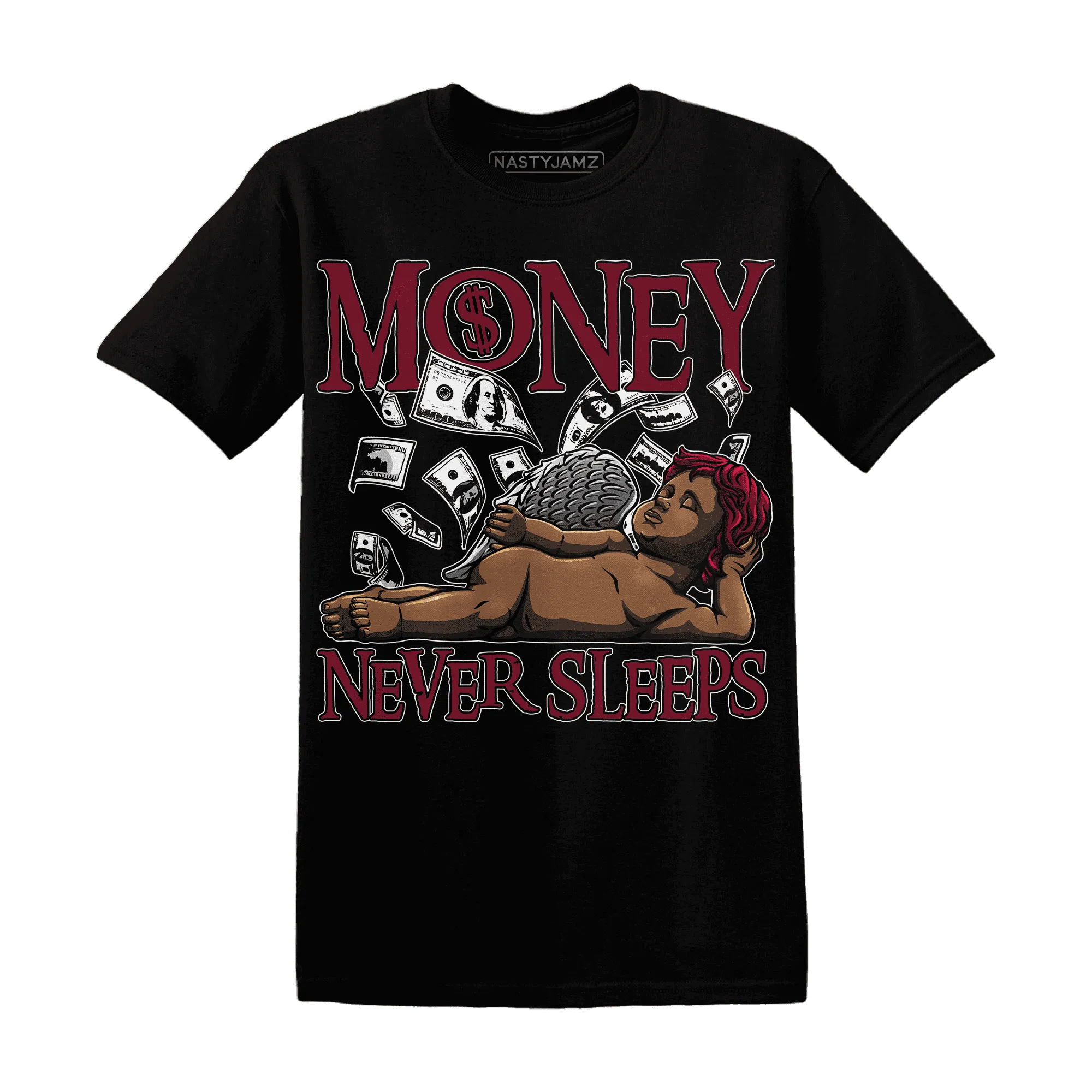 High-White-Team-Red-1s-T-Shirt-Match-Money-Never-Sleeps